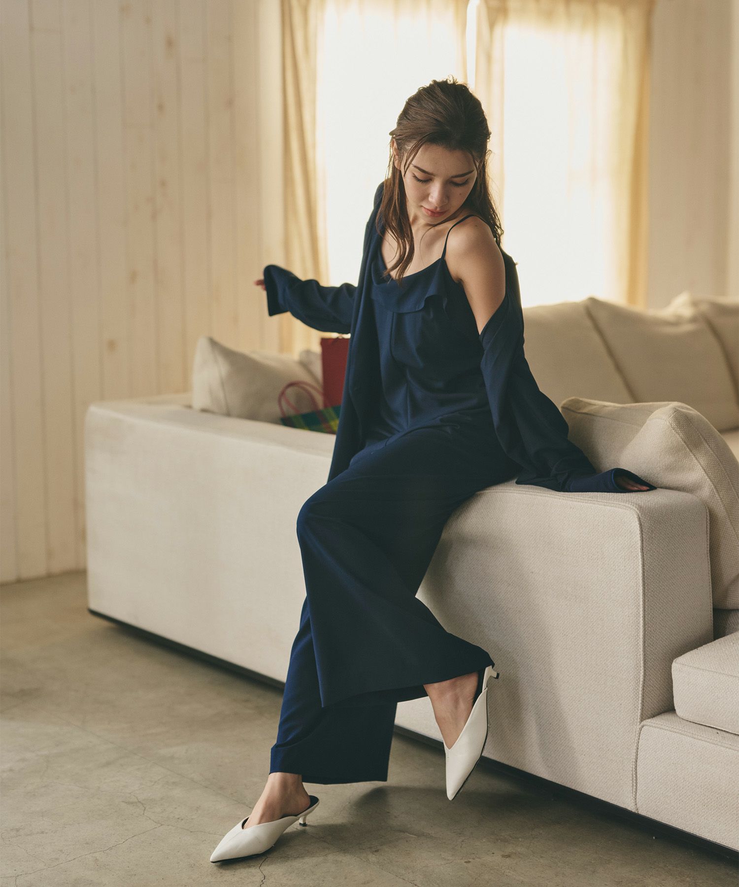 ルームウェア セットアップ キャミソール ワンピース パンツスタイル ラウンジウェア バックオープンモテワンピ お家デート デートコーデ ディナー クリスマス あざと可愛い 羽織 韓国風 綺麗め 細見え カジュアル KINO THE KEI