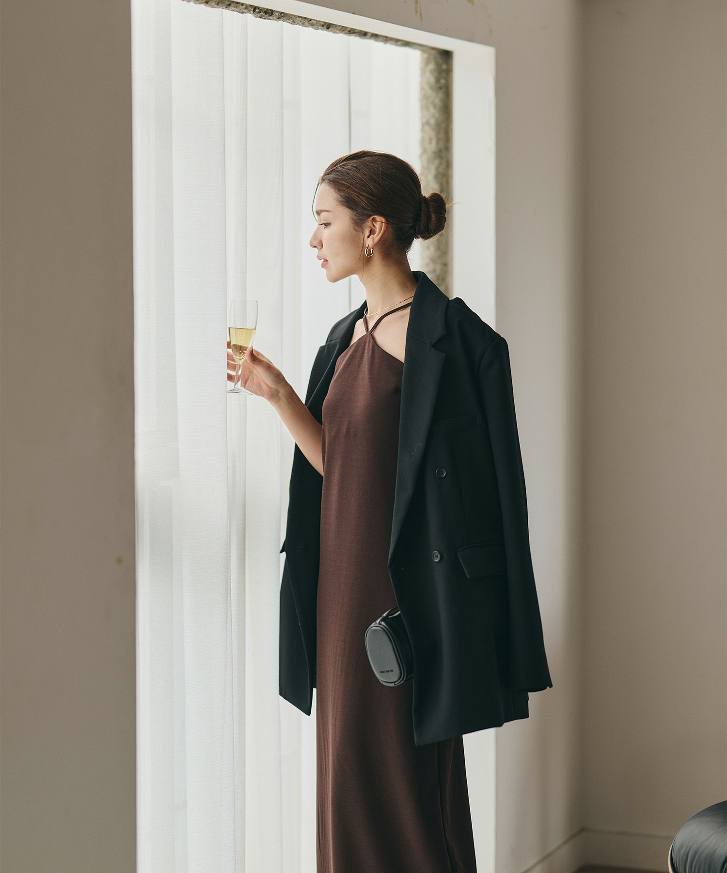 タイトワンピ アメスリ ホルターネック ルームウェア ラウンジウェア バックオープンモテワンピ お家デート デートコーデ ディナー クリスマス 美シルエット ドレス カットソー あざと可愛い 羽織 韓国風 綺麗め 細見え カジュアル KINO THE KEI