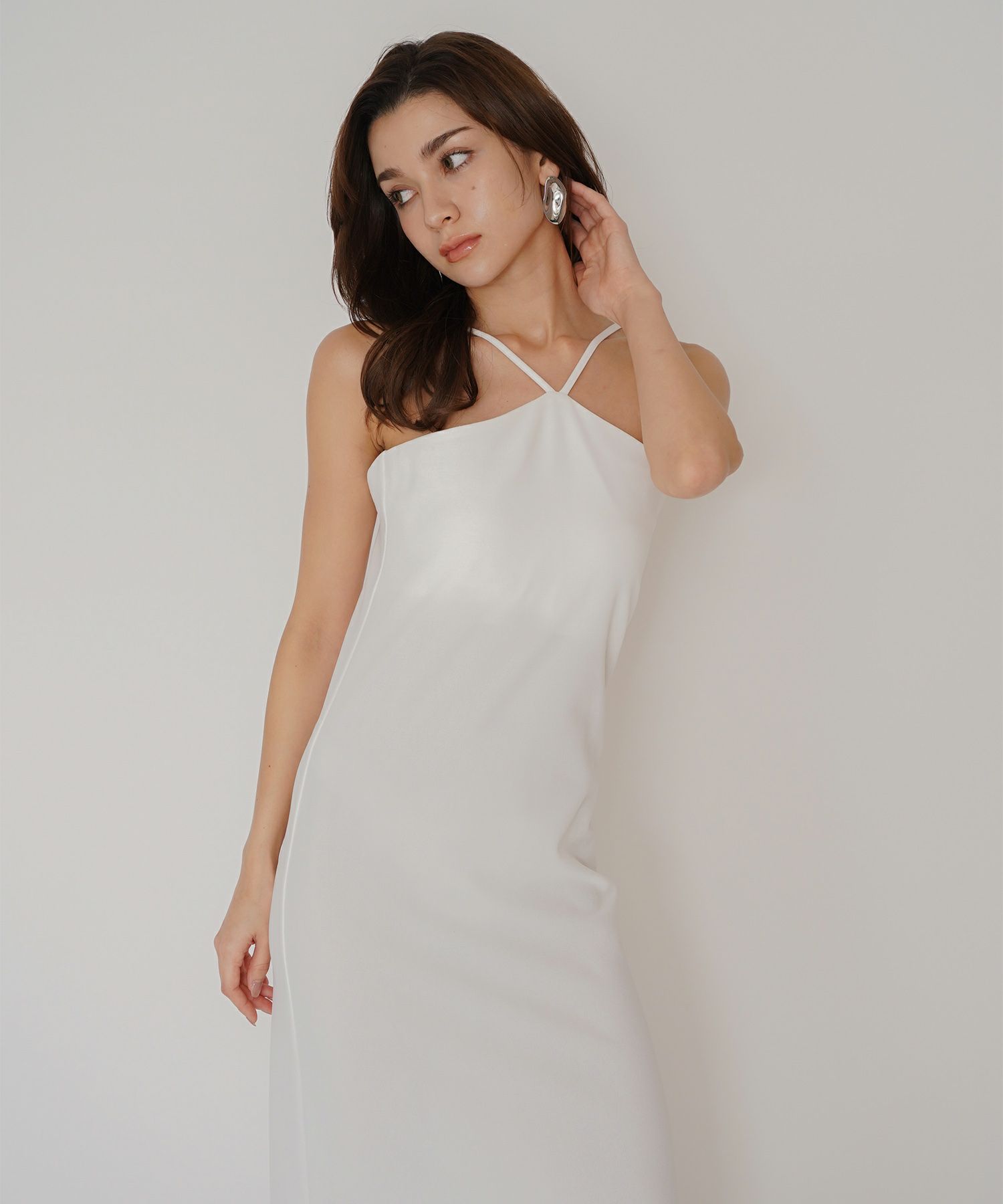 タイトワンピ アメスリ ホルターネック ルームウェア ラウンジウェア バックオープンモテワンピ お家デート デートコーデ ディナー クリスマス 美シルエット ドレス カットソー あざと可愛い 羽織 韓国風 綺麗め 細見え カジュアル KINO THE KEI