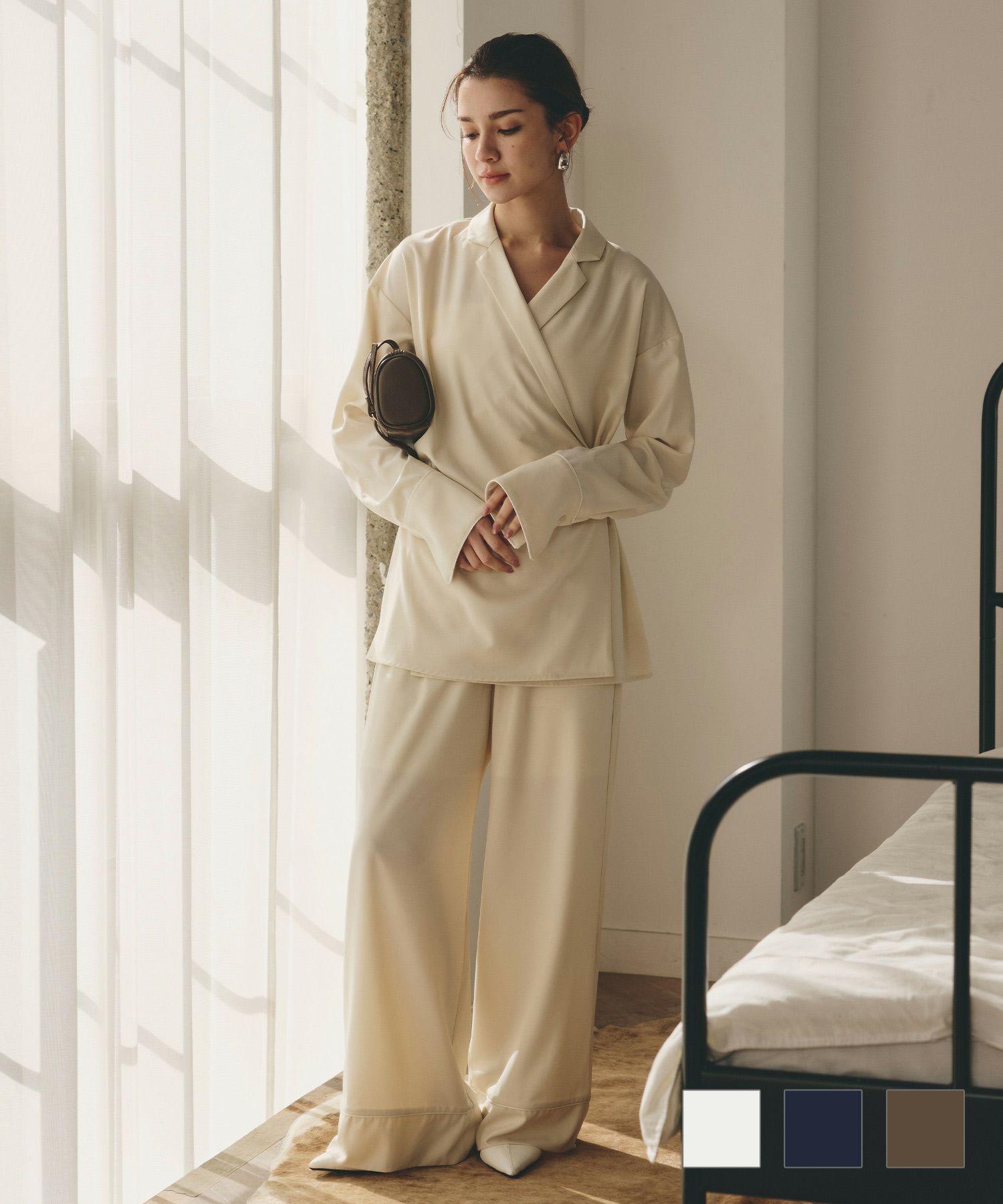 [DAILY & LOUNGEWEAR] パイピング ワイド パンツ KINO THE KEI