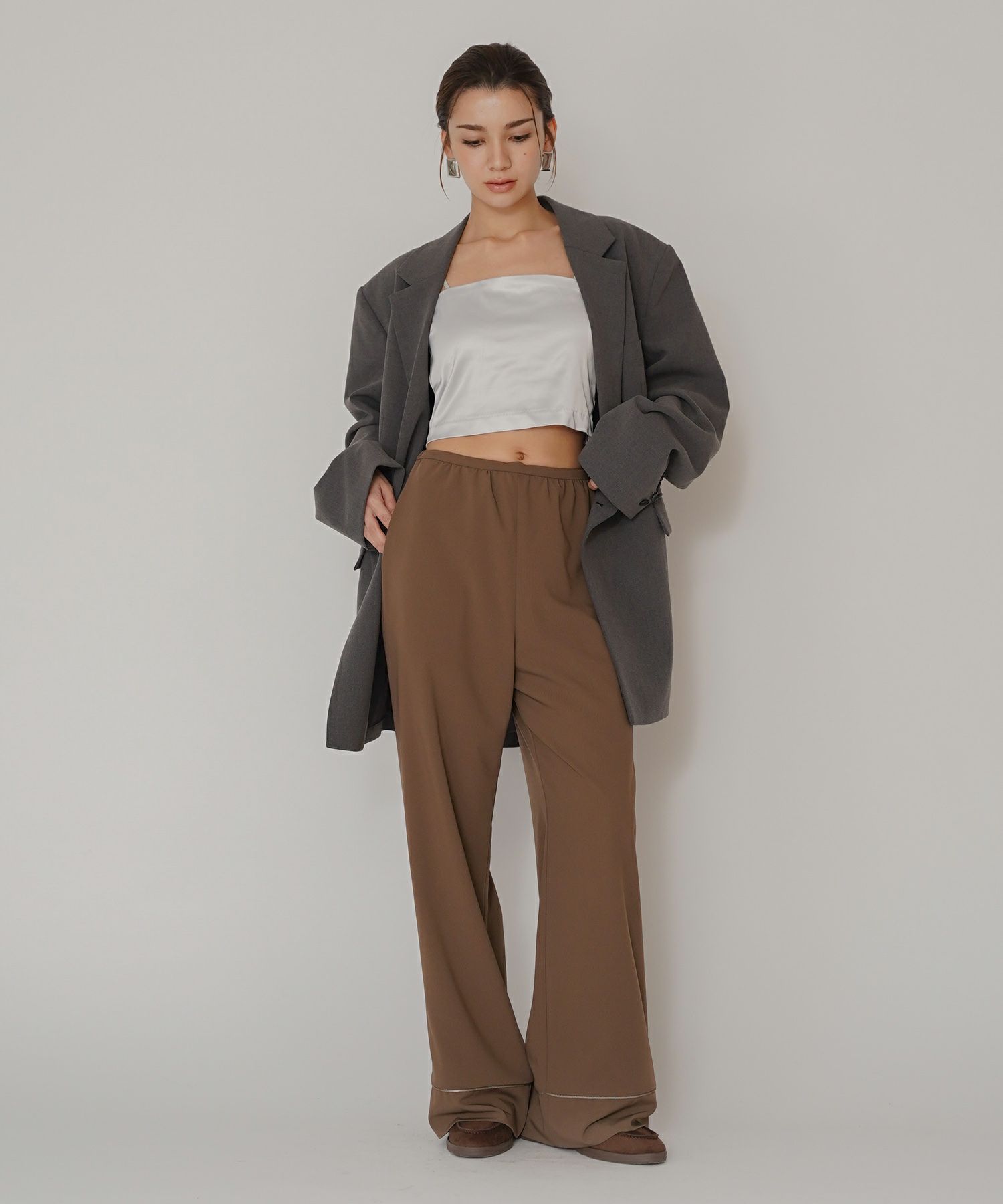 ルームウェア セットアップ パジャマ パンツスタイル ラウンジウェア バックオープンモテワンピ お家デート デートコーデ ディナー クリスマス あざと可愛い 大人パジャマ 楽 ワイドパンツ 韓国風 綺麗め 細見え カジュアル KINO THE KEI