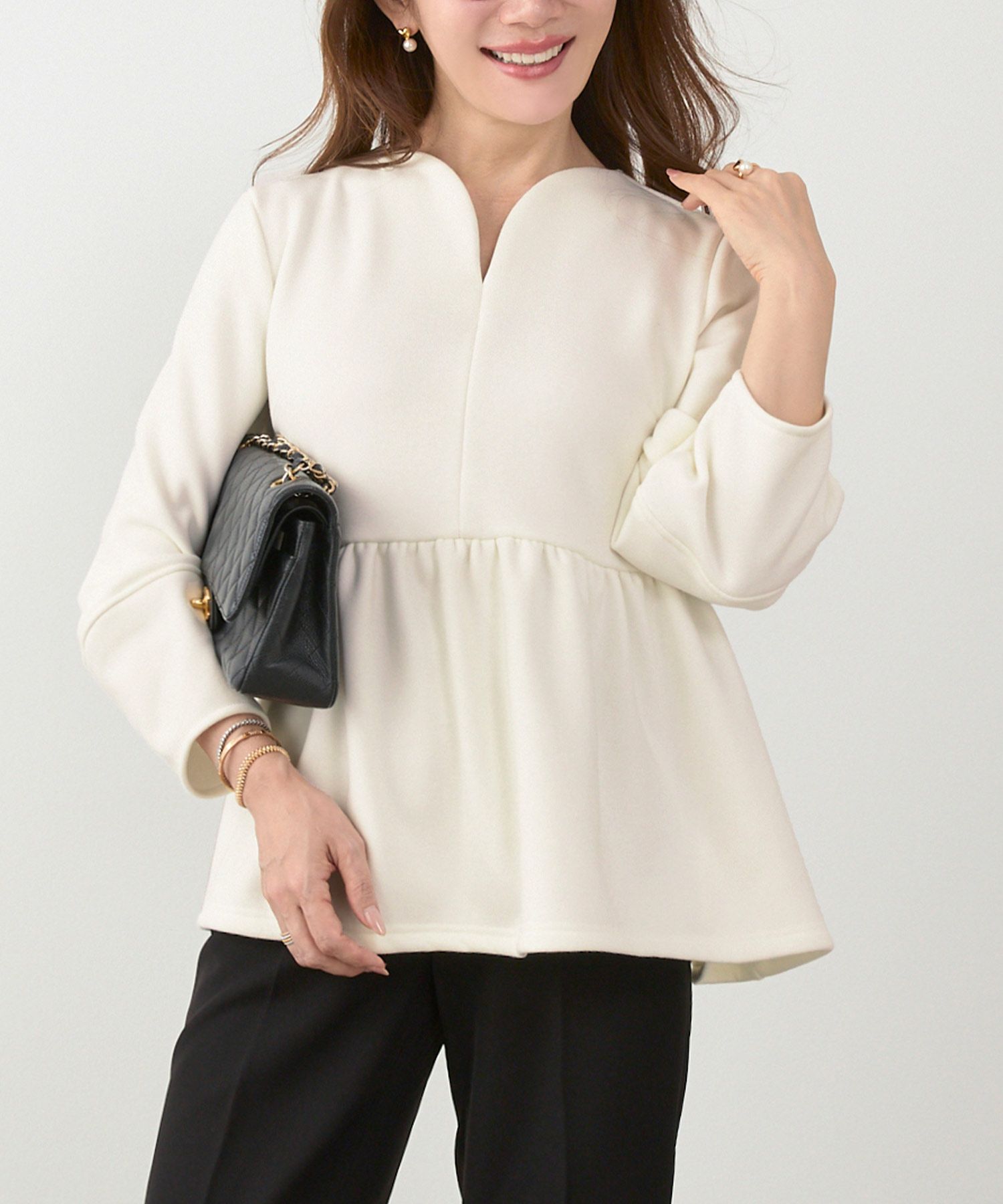 洗濯可 マシンウォッシャブル 大人可愛い 上品 きれいめ 体型カバー オフィス 大人カジュアル フェミニン ジョイントスペース