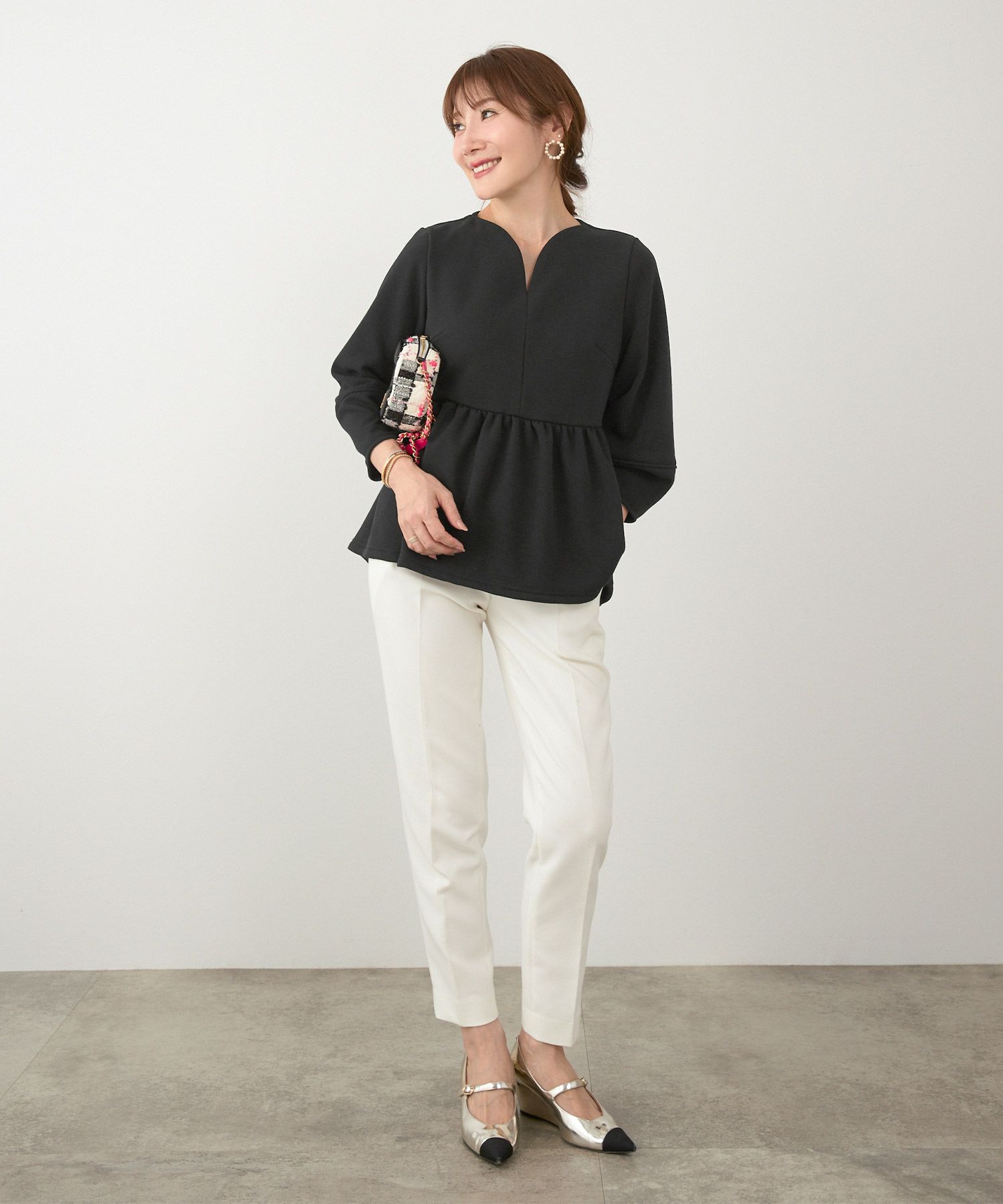 洗濯可 マシンウォッシャブル 大人可愛い 上品 きれいめ 体型カバー オフィス 大人カジュアル フェミニン ジョイントスペース