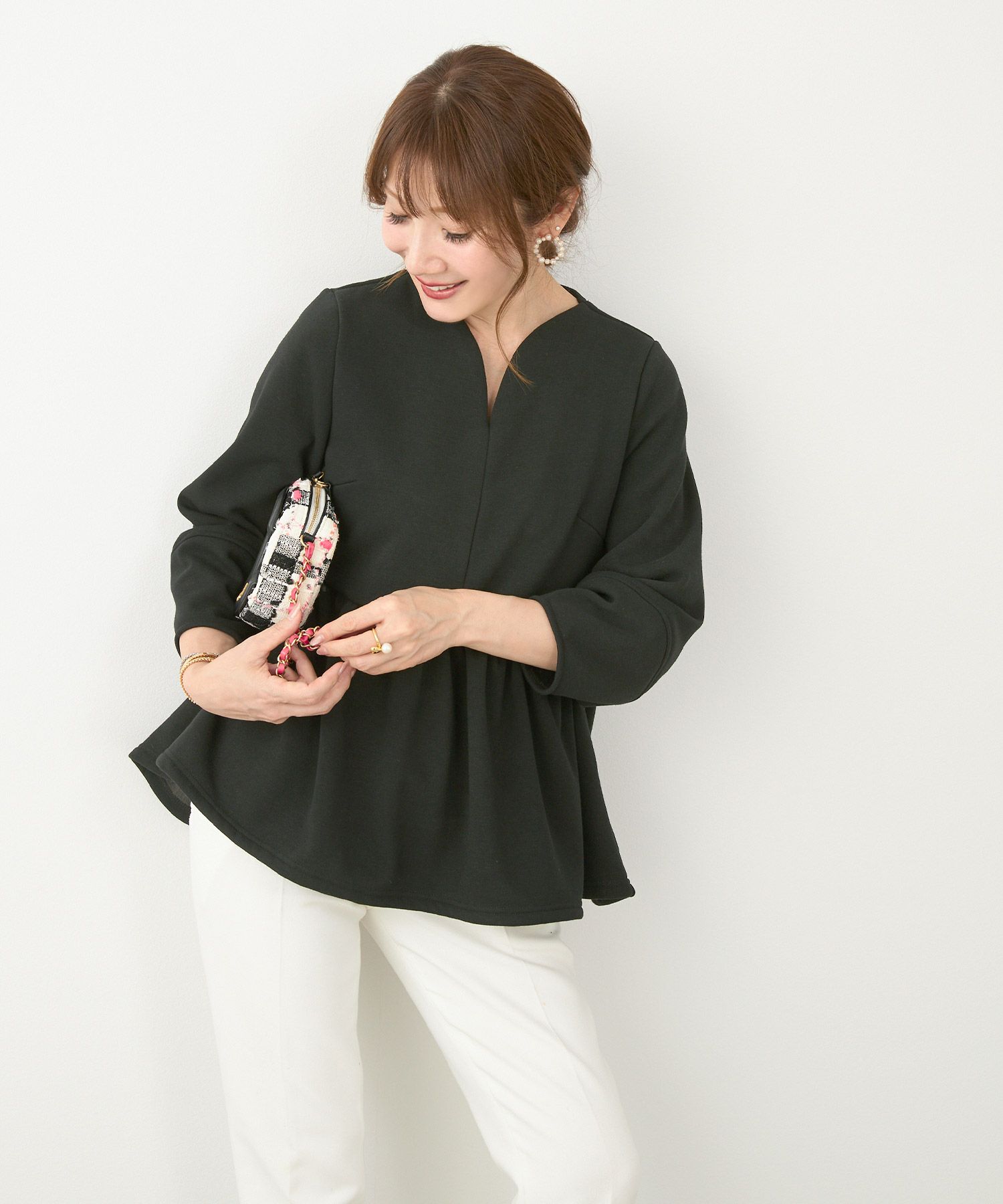 洗濯可 マシンウォッシャブル 大人可愛い 上品 きれいめ 体型カバー オフィス 大人カジュアル フェミニン ジョイントスペース