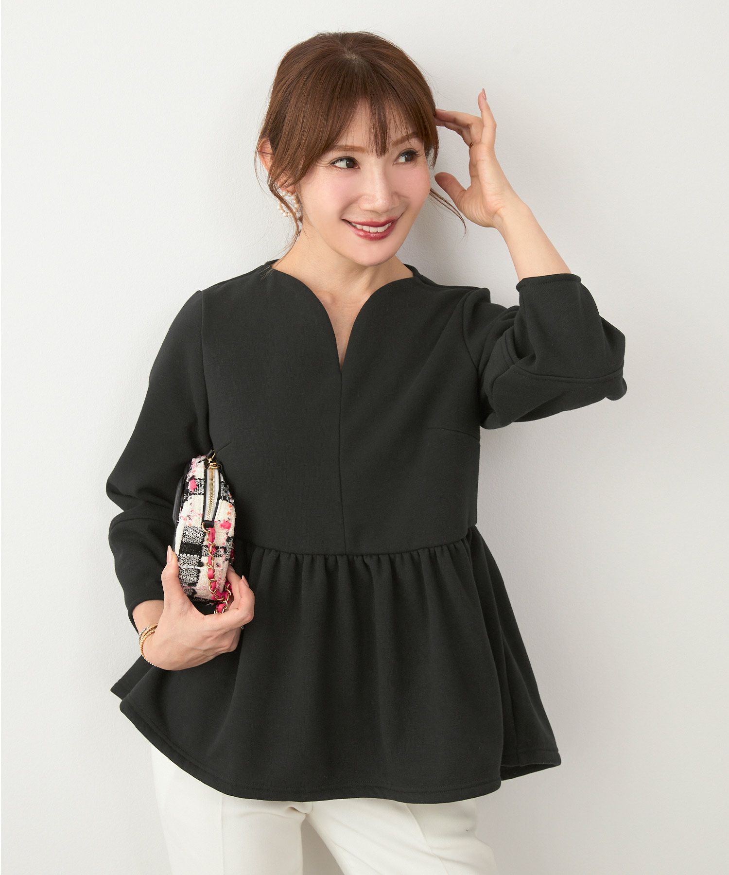 洗濯可 マシンウォッシャブル 大人可愛い 上品 きれいめ 体型カバー オフィス 大人カジュアル フェミニン ジョイントスペース