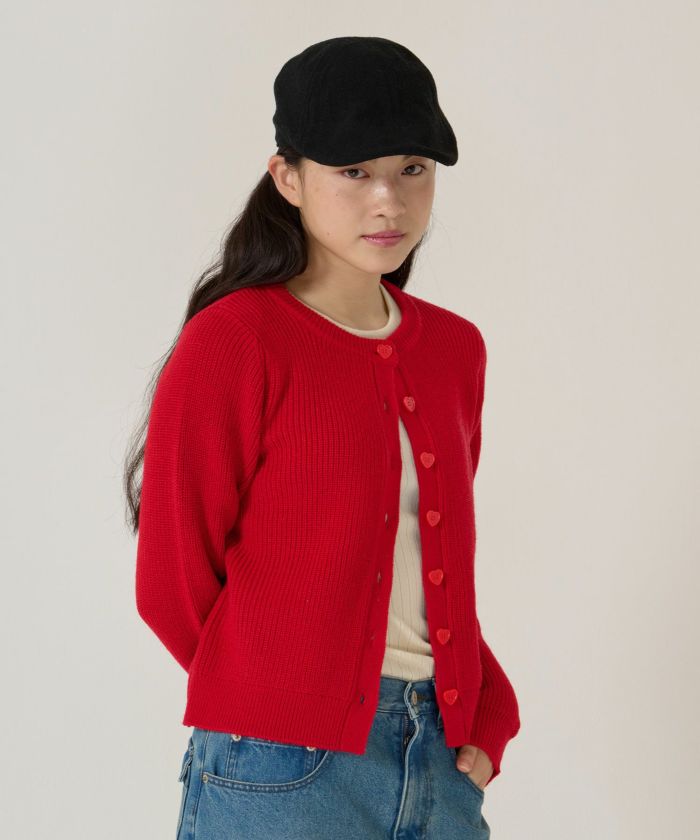 ハートボタン/ニット/カーディガン