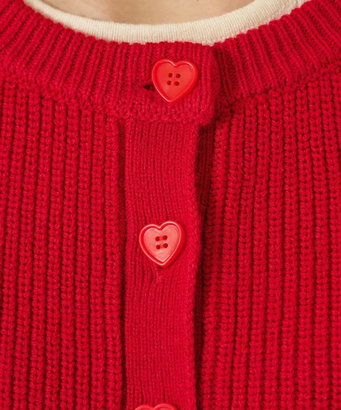 ハートボタン/ニット/カーディガン