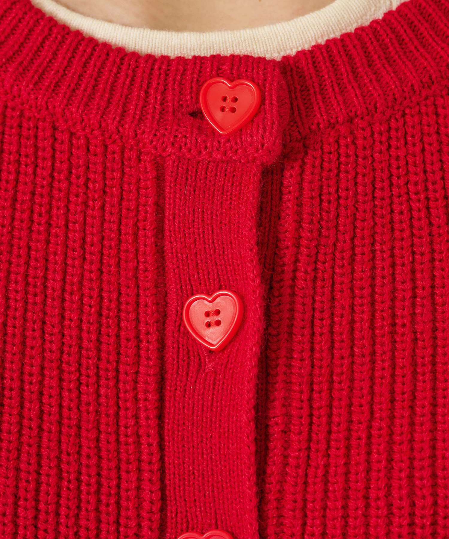 ハートボタン/ニット/カーディガン