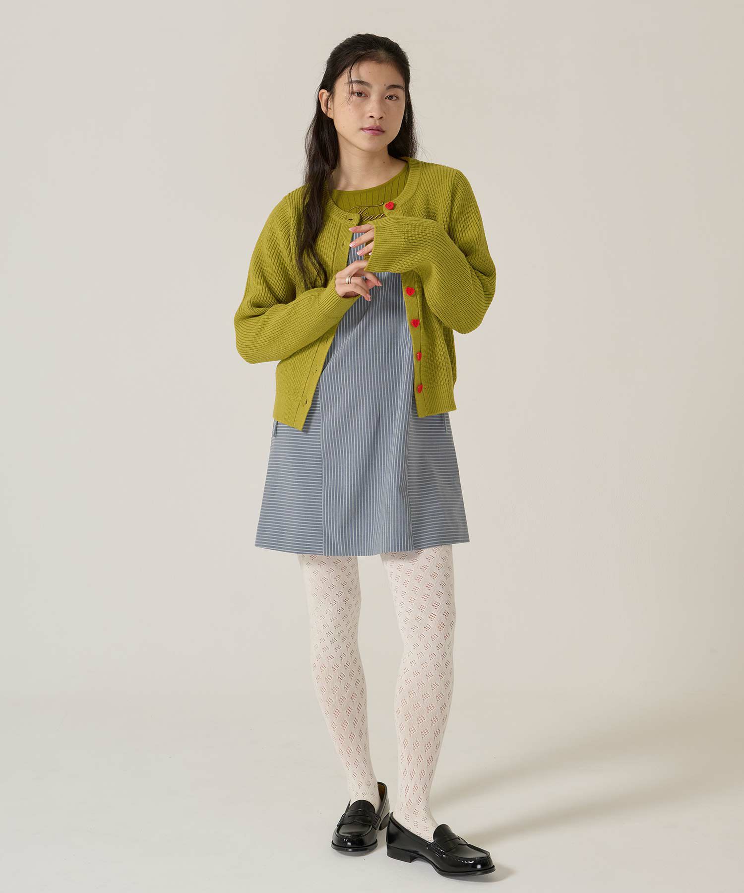 ハートボタン/ニット/カーディガン