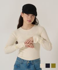 刺繍入り/リブ/ニット/リボン