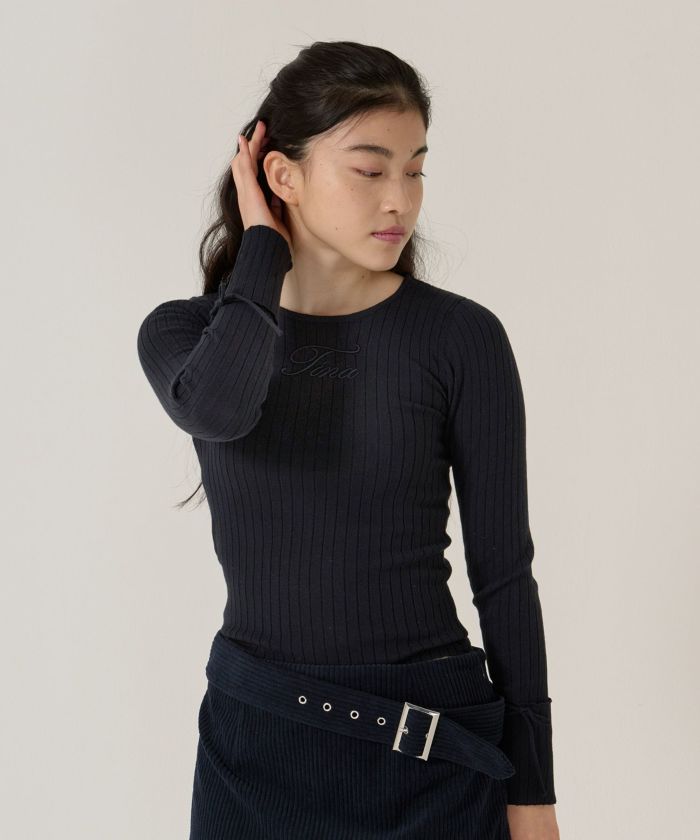刺繍入り/リブ/ニット/リボン