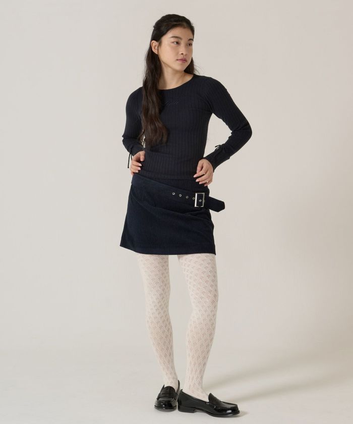 刺繍入り/リブ/ニット/リボン