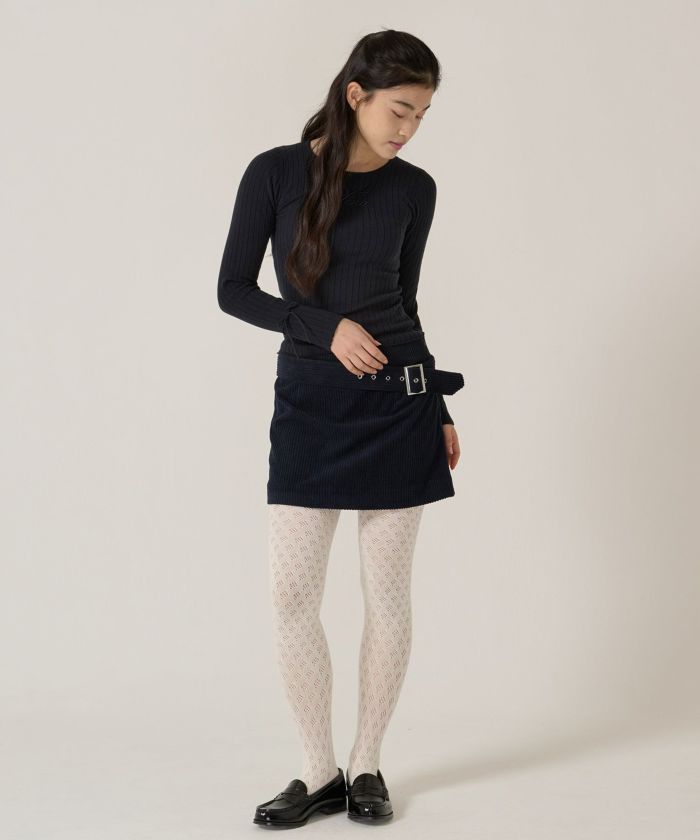 刺繍入り/リブ/ニット/リボン