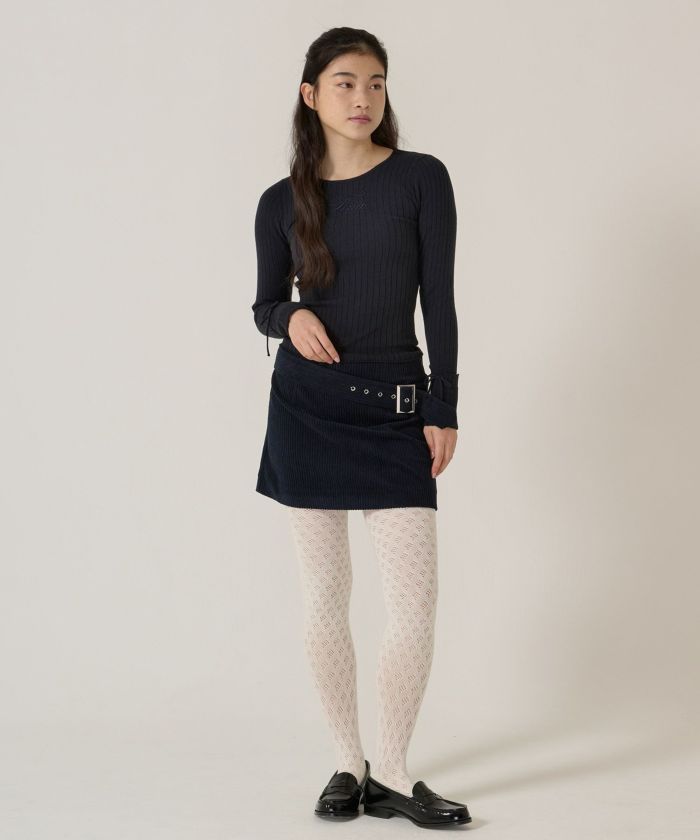 刺繍入り/リブ/ニット/リボン