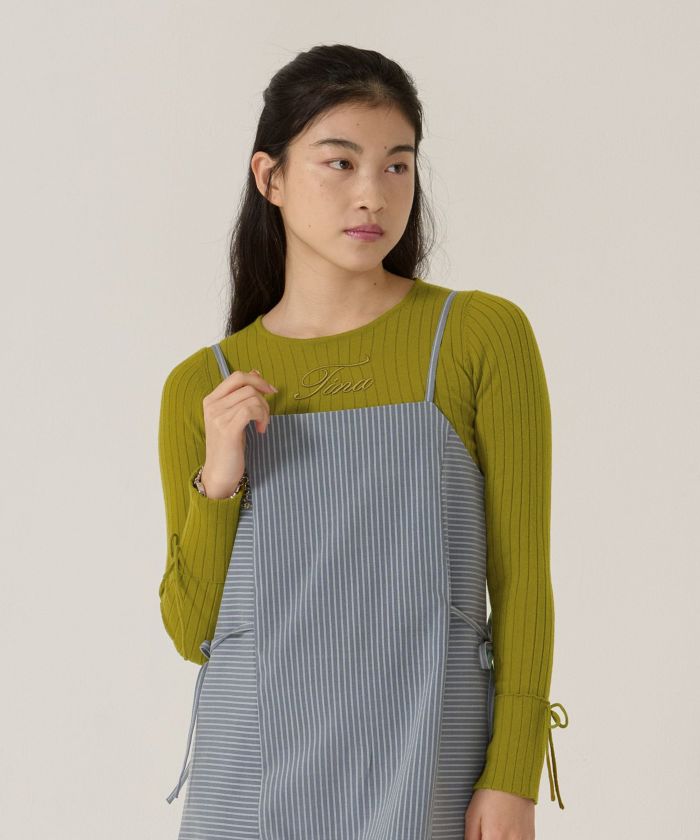 刺繍入り/リブ/ニット/リボン