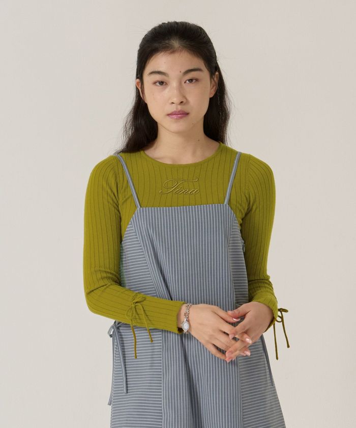 刺繍入り/リブ/ニット/リボン