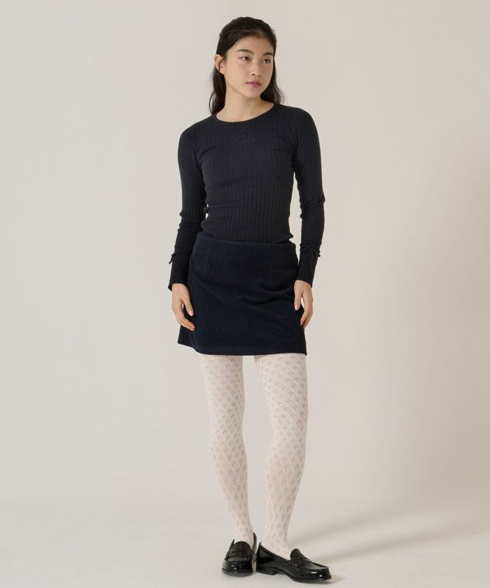 刺繍入り/リブ/ニット/リボン