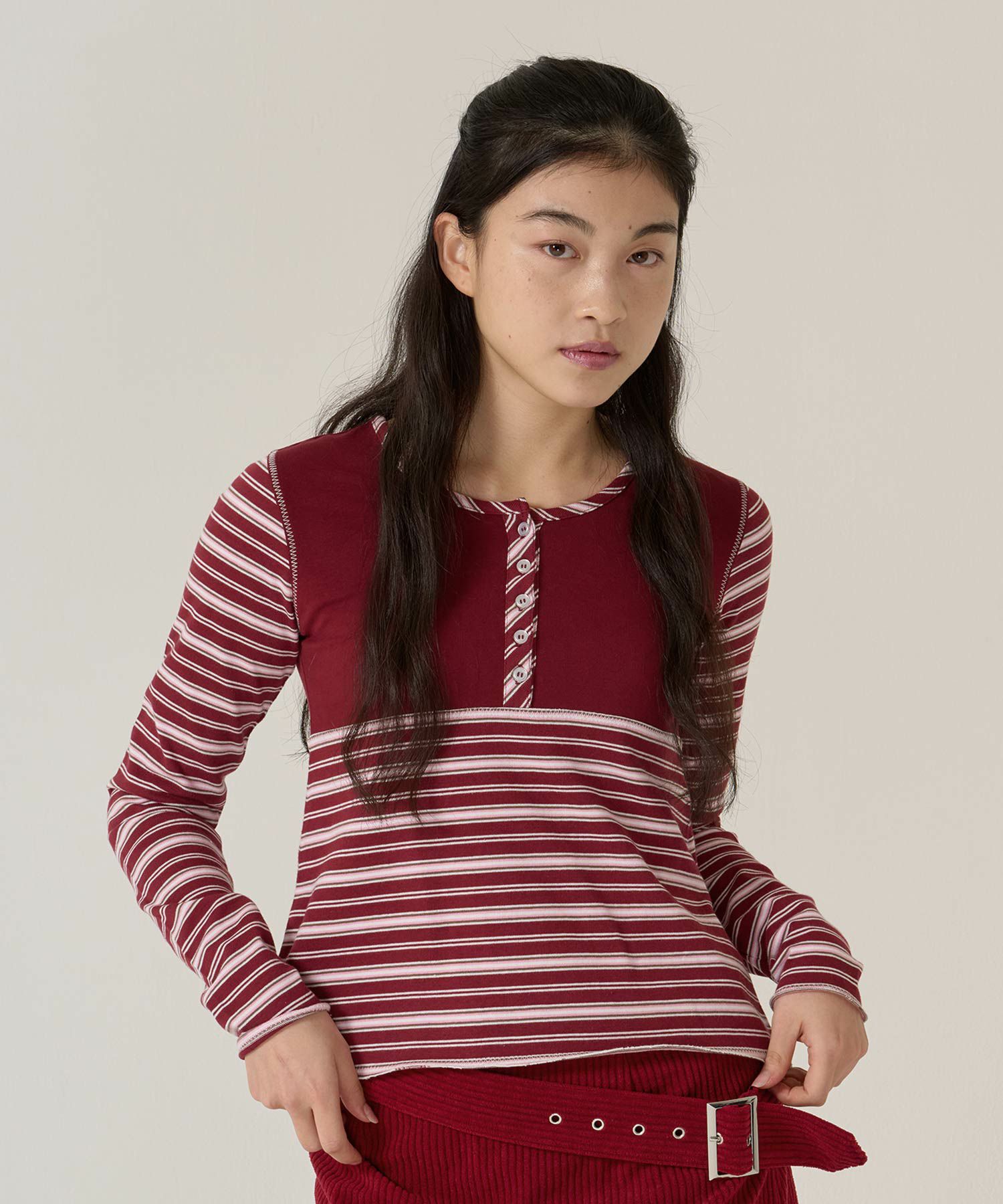 ボーダー/カットソー/ロンT/ヘンリー