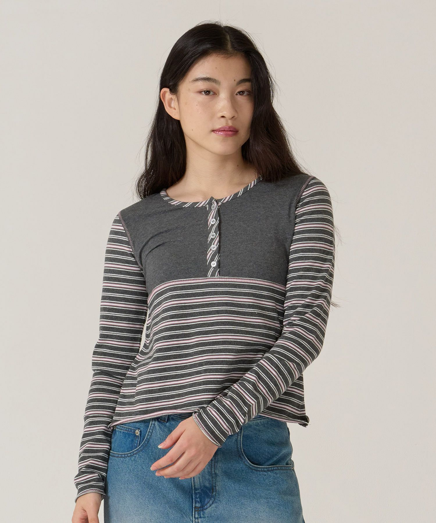 ボーダー/カットソー/ロンT/ヘンリー