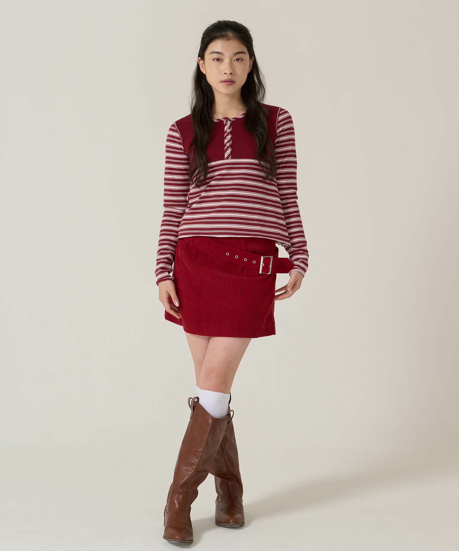 ベルト/コーデュロイ/ミニスカート