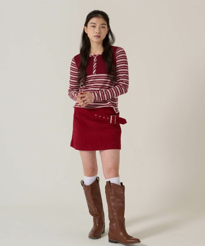 ベルト/コーデュロイ/ミニスカート