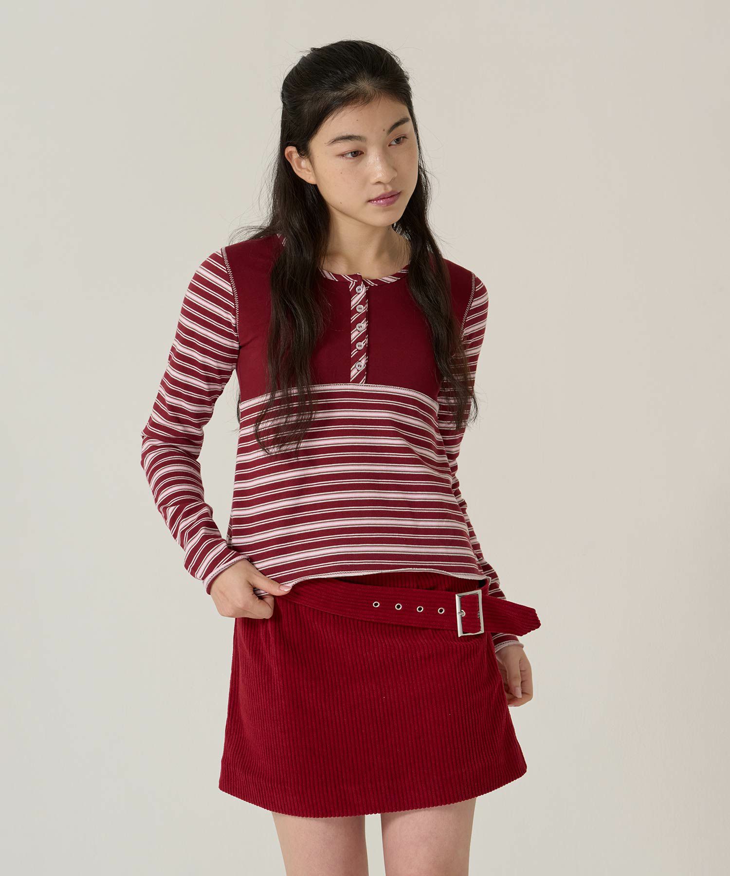 ベルト/コーデュロイ/ミニスカート