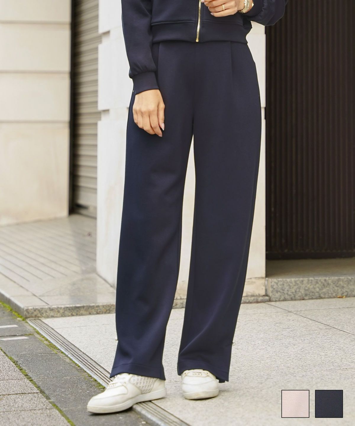 パール付き ダンボールニット リラックス パンツ le reve vaniller 全2色｜lvn741-2193【1】