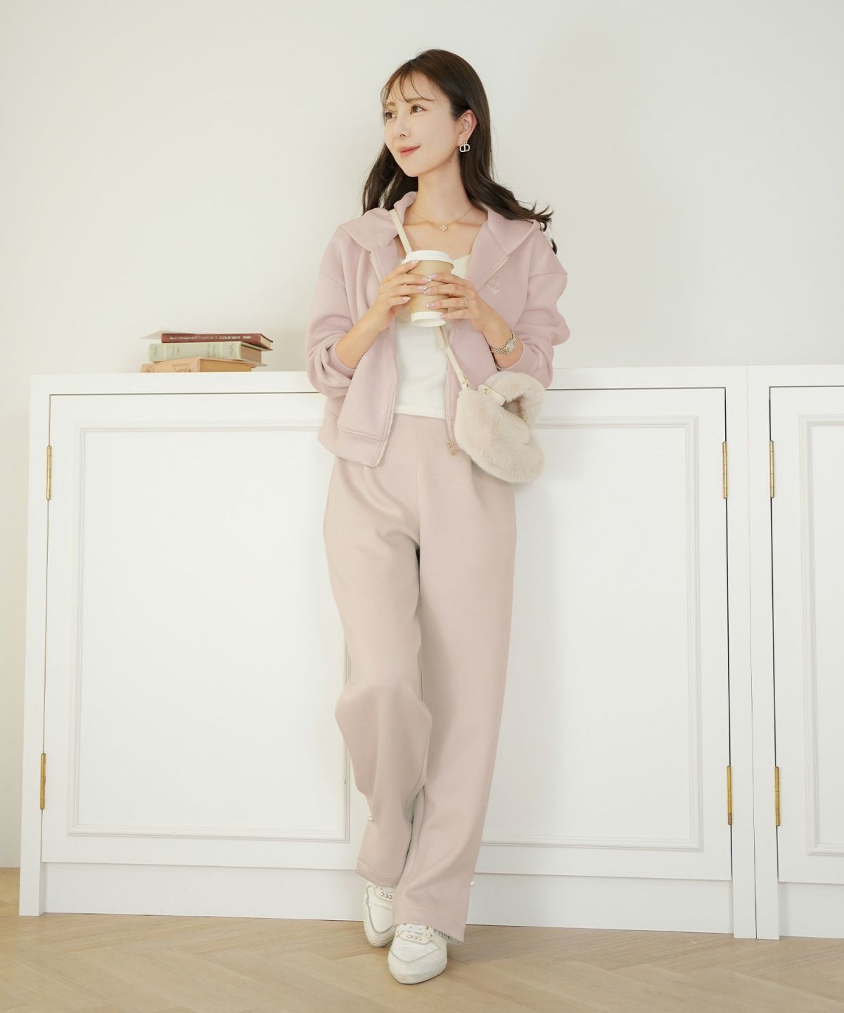 ボトムス パンツ ダンボールニット 伸縮 リラックス ストレートパンツ ワイドパンツ ポケット ピンク ネイビー カジュアル 上品 エレガント フェミニン スポーツ 運動会