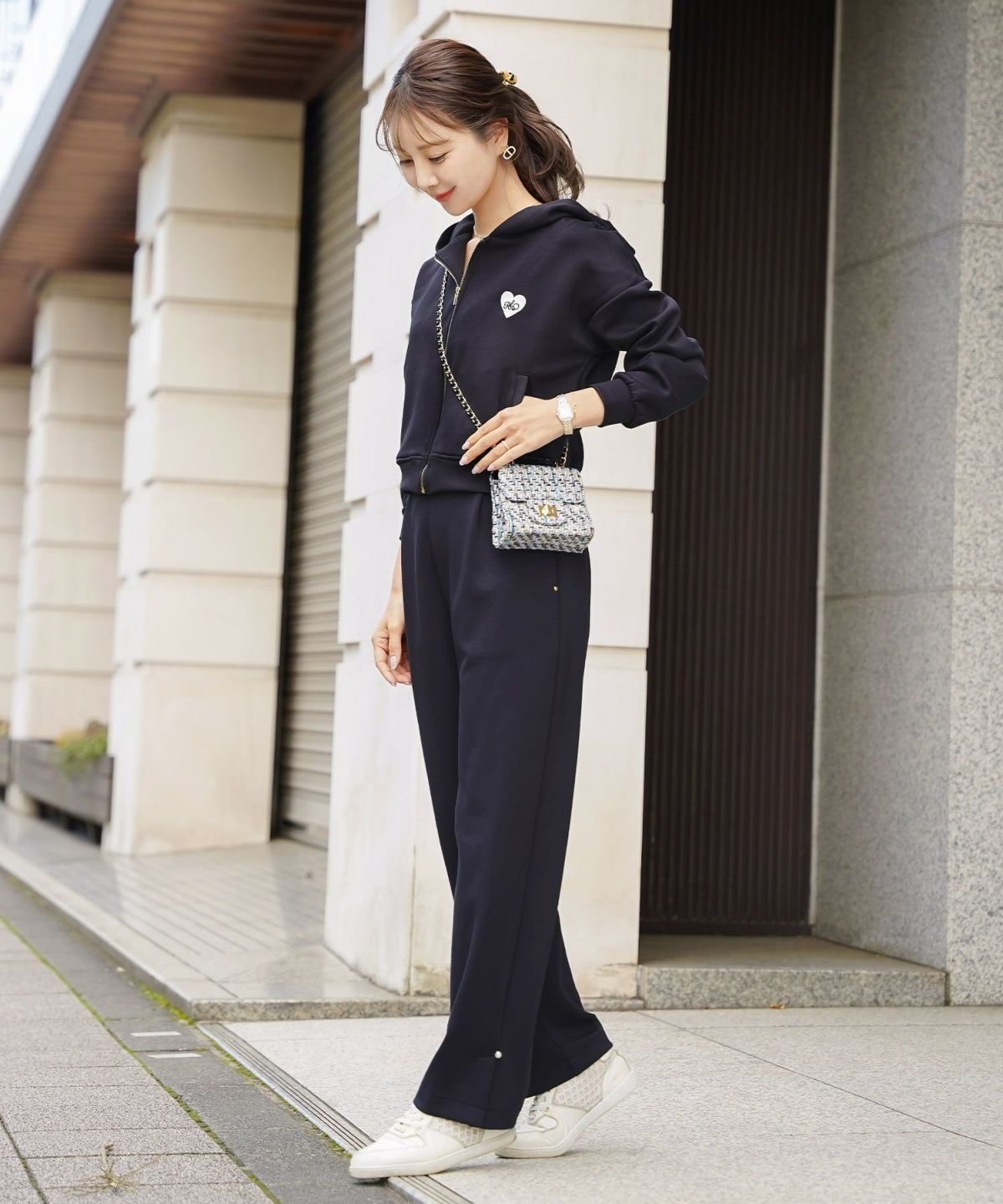 ボトムス パンツ ダンボールニット 伸縮 リラックス ストレートパンツ ワイドパンツ ポケット ピンク ネイビー カジュアル 上品 エレガント フェミニン スポーツ 運動会