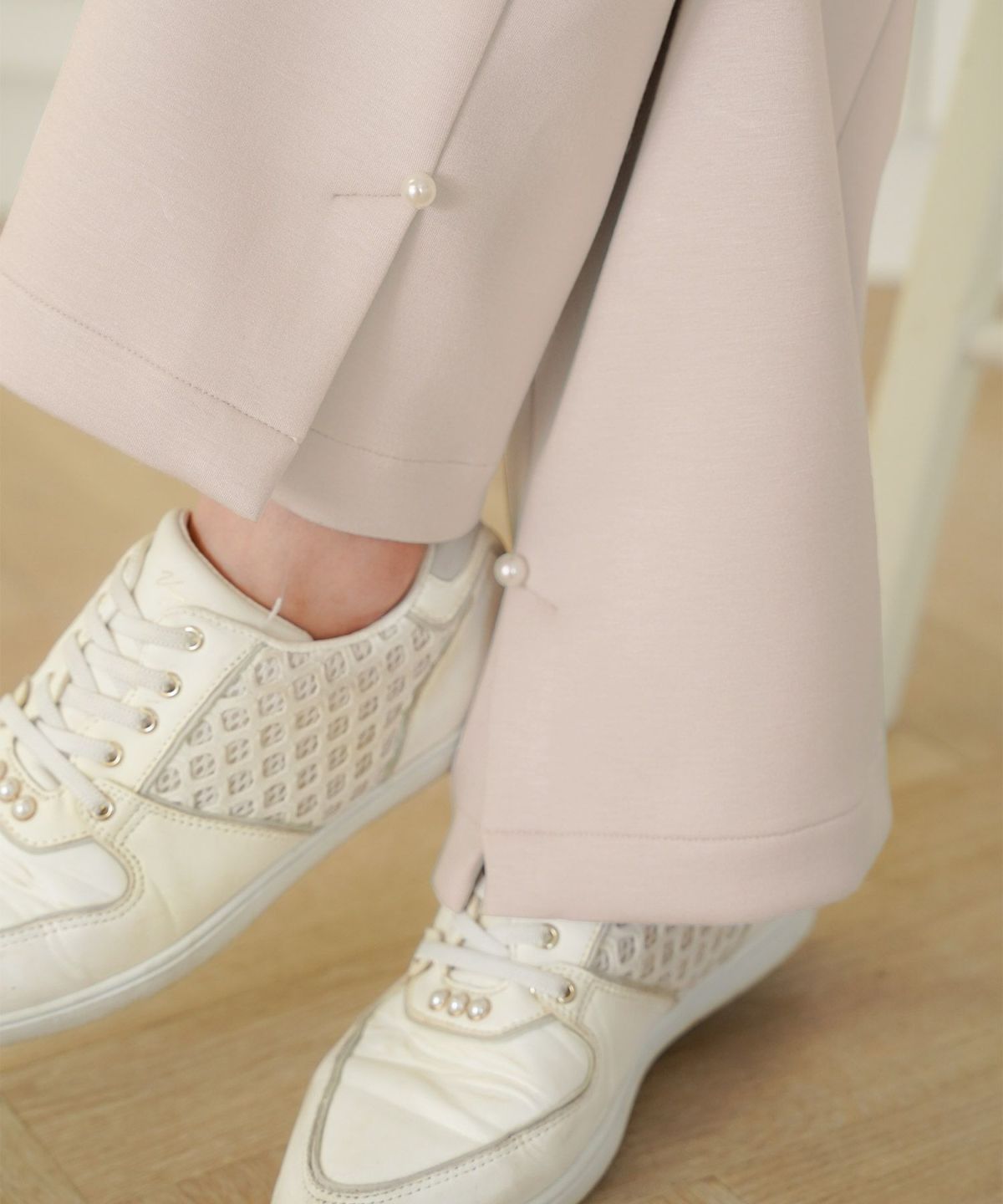 ボトムス パンツ ダンボールニット 伸縮 リラックス ストレートパンツ ワイドパンツ ポケット ピンク ネイビー カジュアル 上品 エレガント フェミニン スポーツ 運動会