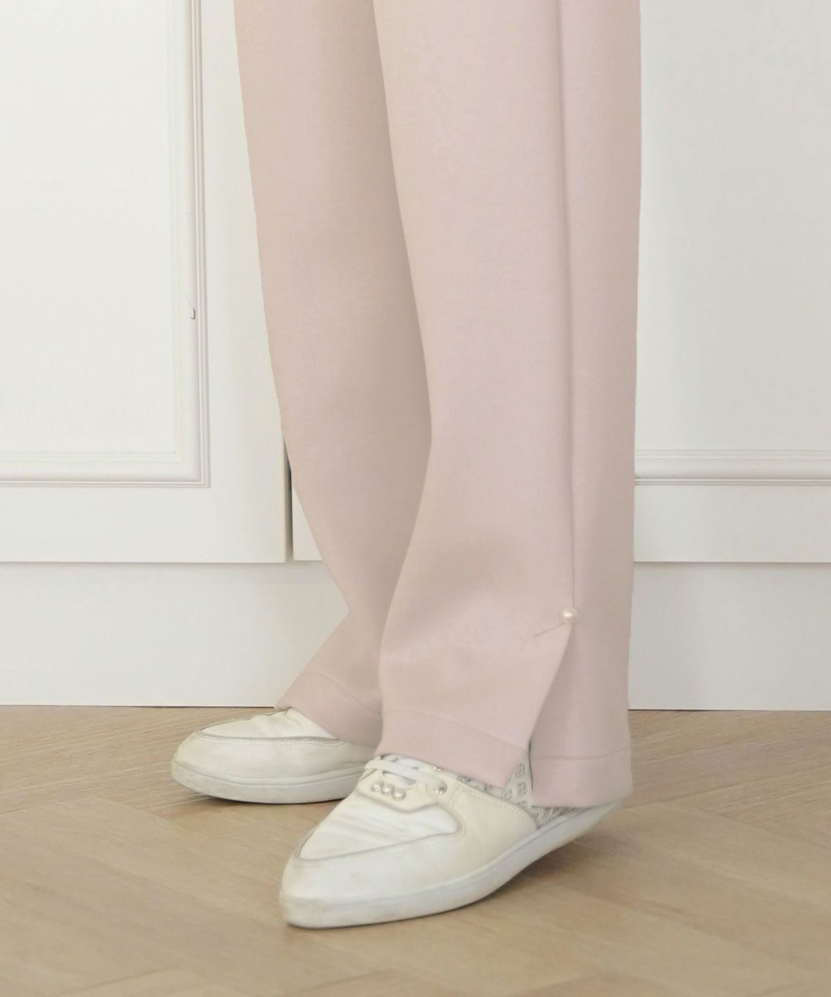 ボトムス パンツ ダンボールニット 伸縮 リラックス ストレートパンツ ワイドパンツ ポケット ピンク ネイビー カジュアル 上品 エレガント フェミニン スポーツ 運動会