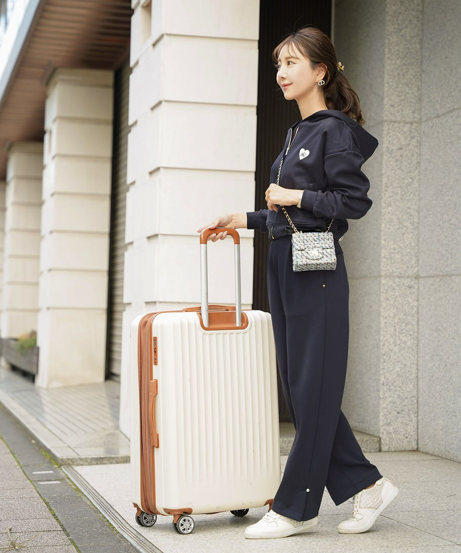 パール付き ダンボールニット リラックス パンツ le reve vaniller 全2