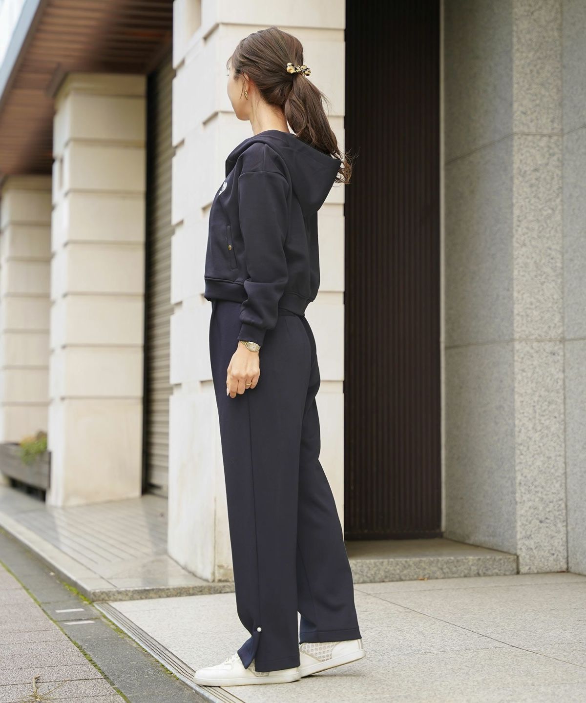 ボトムス パンツ ダンボールニット 伸縮 リラックス ストレートパンツ ワイドパンツ ポケット ピンク ネイビー カジュアル 上品 エレガント フェミニン スポーツ 運動会