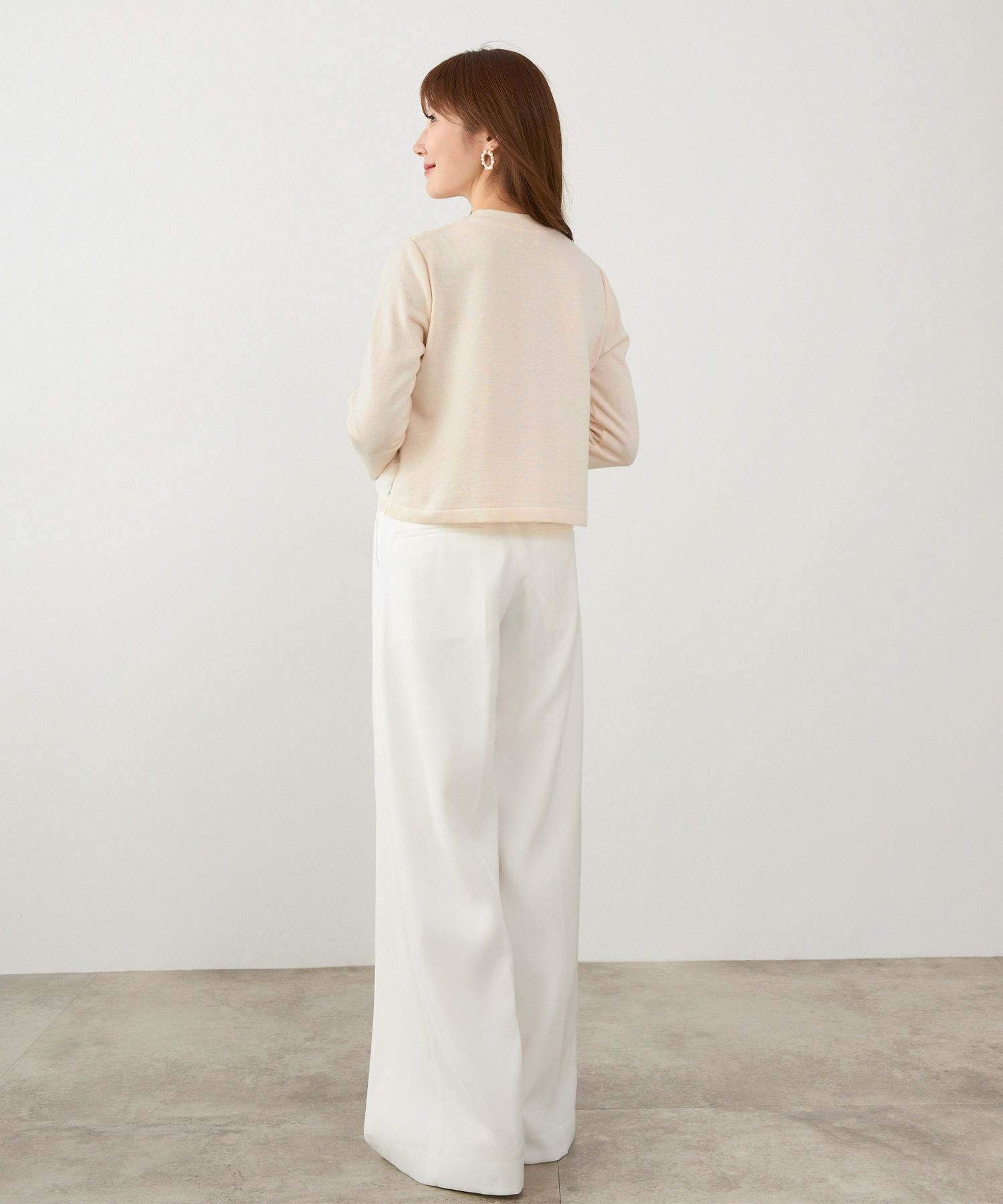 イタリープリント 丸首 ニット カーディガン Liala×PG 全2色｜lpg441