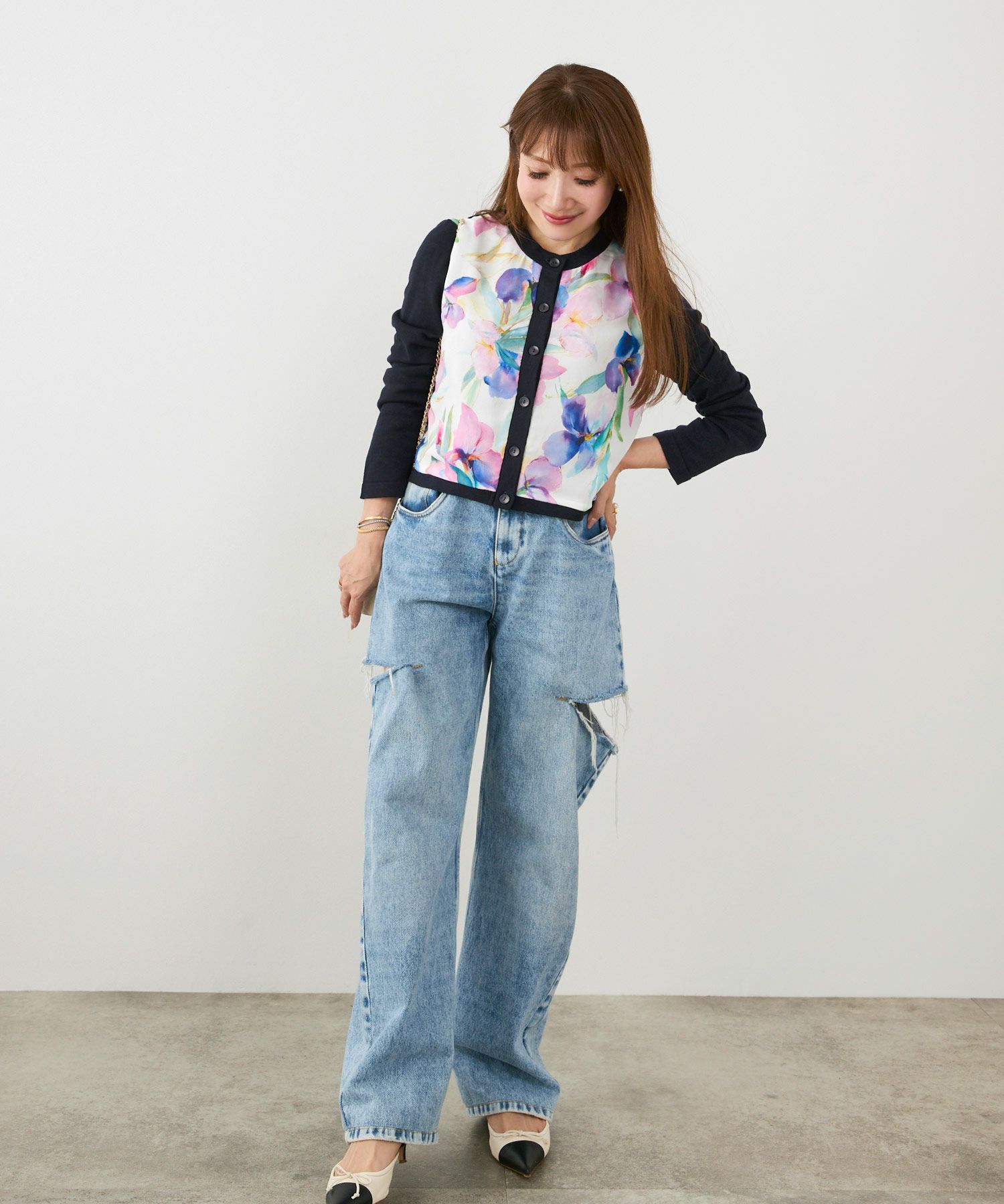 手洗い可 日本製 大人可愛い 上品 きれいめ ドッキング 大人カジュアル オフィス フェミニン 柄 ジョイントスペース