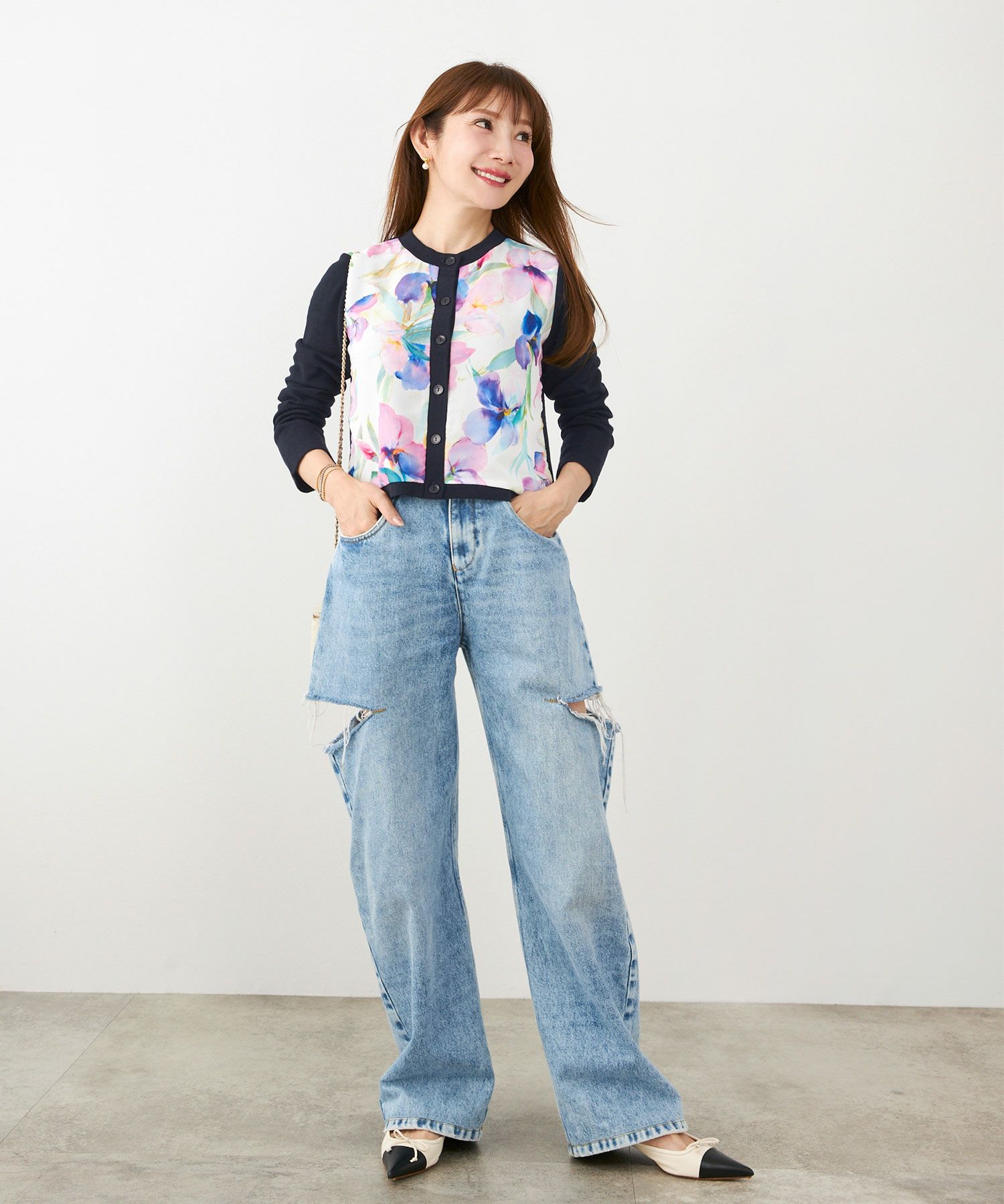 手洗い可 日本製 大人可愛い 上品 きれいめ ドッキング 大人カジュアル オフィス フェミニン 柄 ジョイントスペース