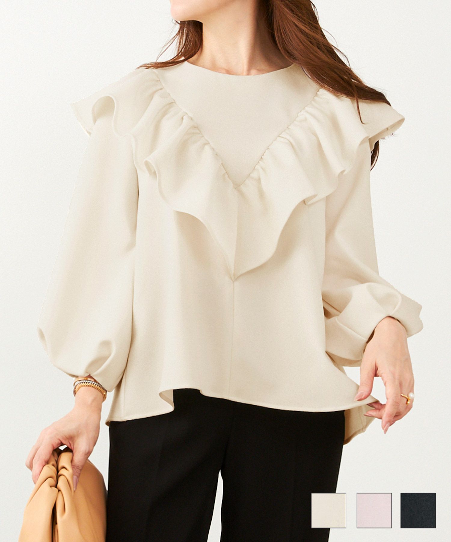 フリルタック パフ袖 ブラウス Liala×PG