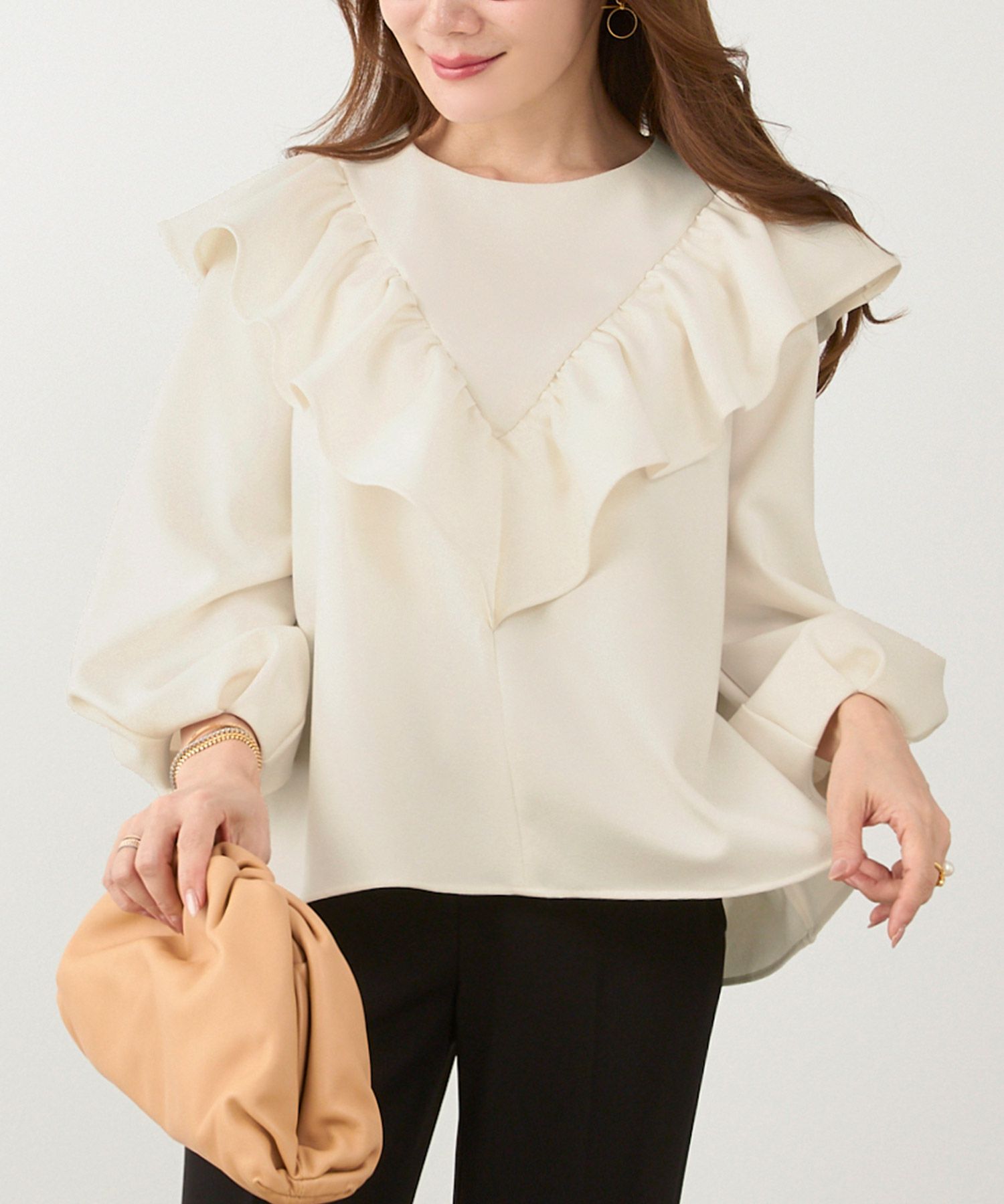 手洗い可 日本製 大人可愛い 上品 きれいめ オフィス 大人カジュアル フェミニン アンチピリング ジョイントスペース