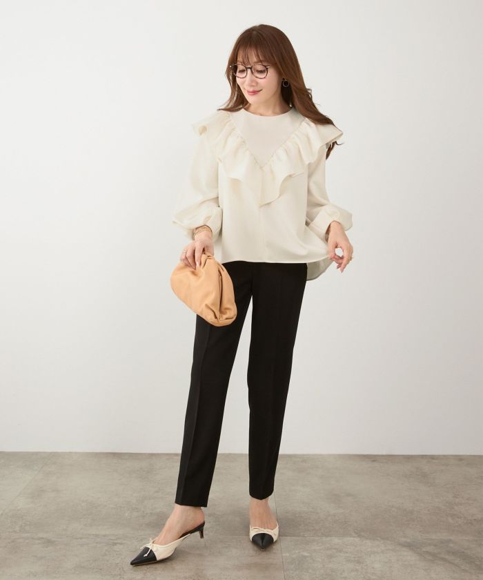 手洗い可 日本製 大人可愛い 上品 きれいめ オフィス 大人カジュアル フェミニン アンチピリング ジョイントスペース