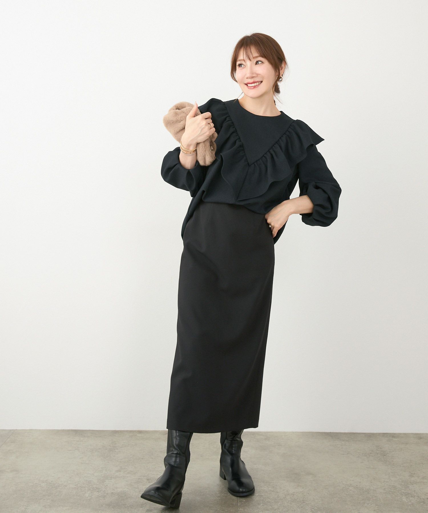 手洗い可 日本製 大人可愛い 上品 きれいめ オフィス 大人カジュアル フェミニン アンチピリング ジョイントスペース