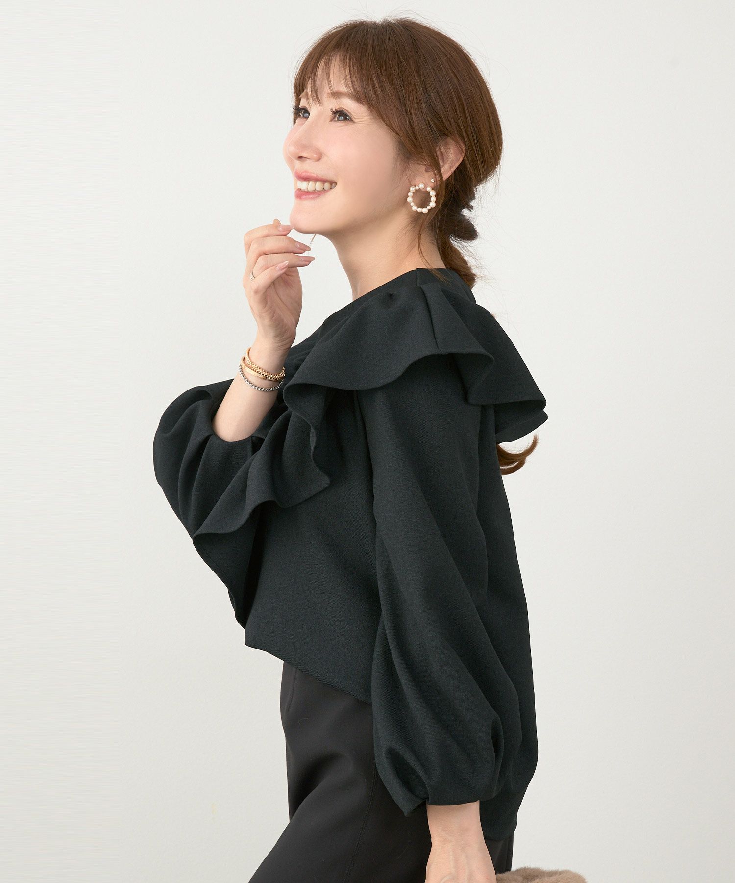 手洗い可 日本製 大人可愛い 上品 きれいめ オフィス 大人カジュアル フェミニン アンチピリング ジョイントスペース