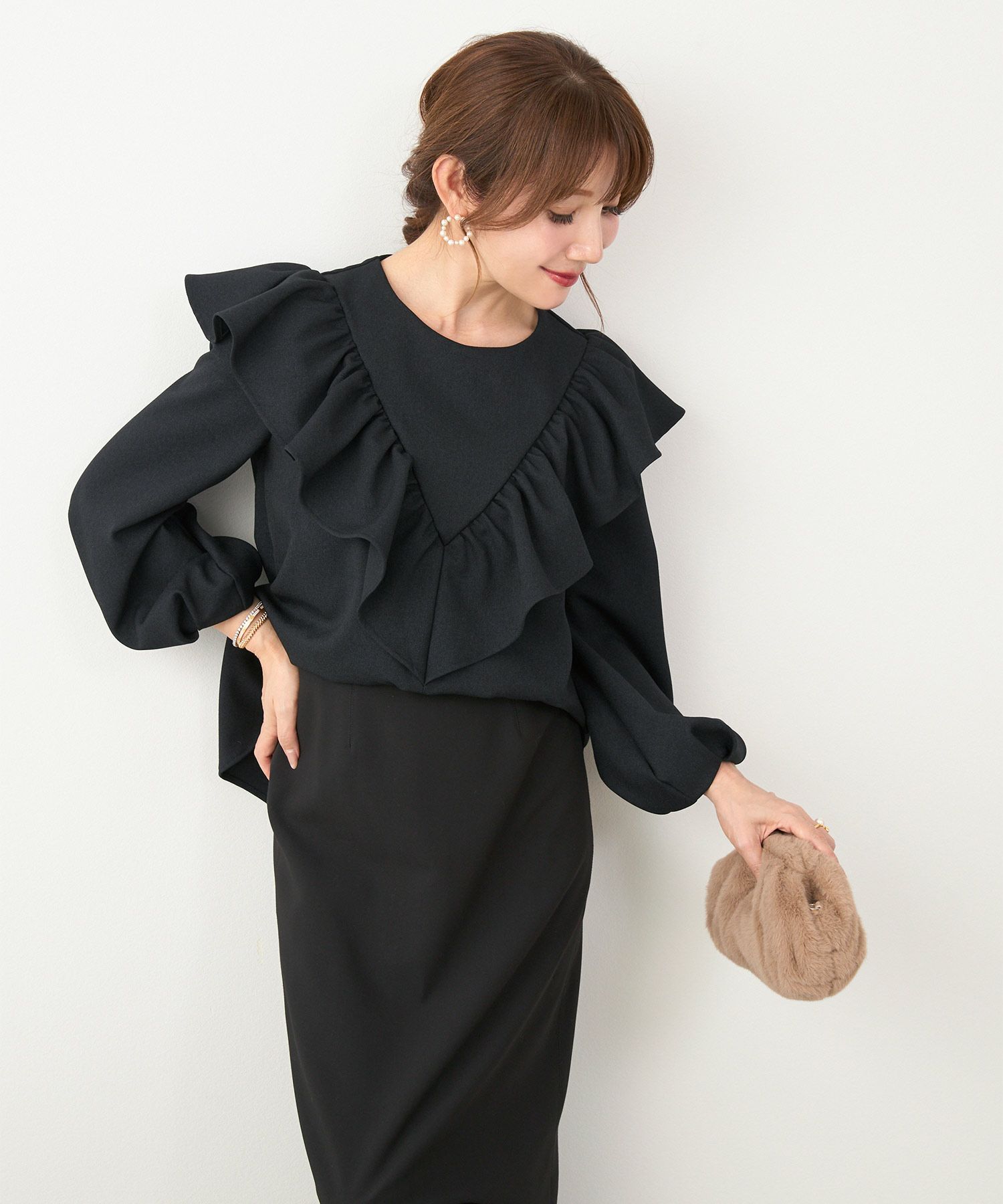 手洗い可 日本製 大人可愛い 上品 きれいめ オフィス 大人カジュアル フェミニン アンチピリング ジョイントスペース