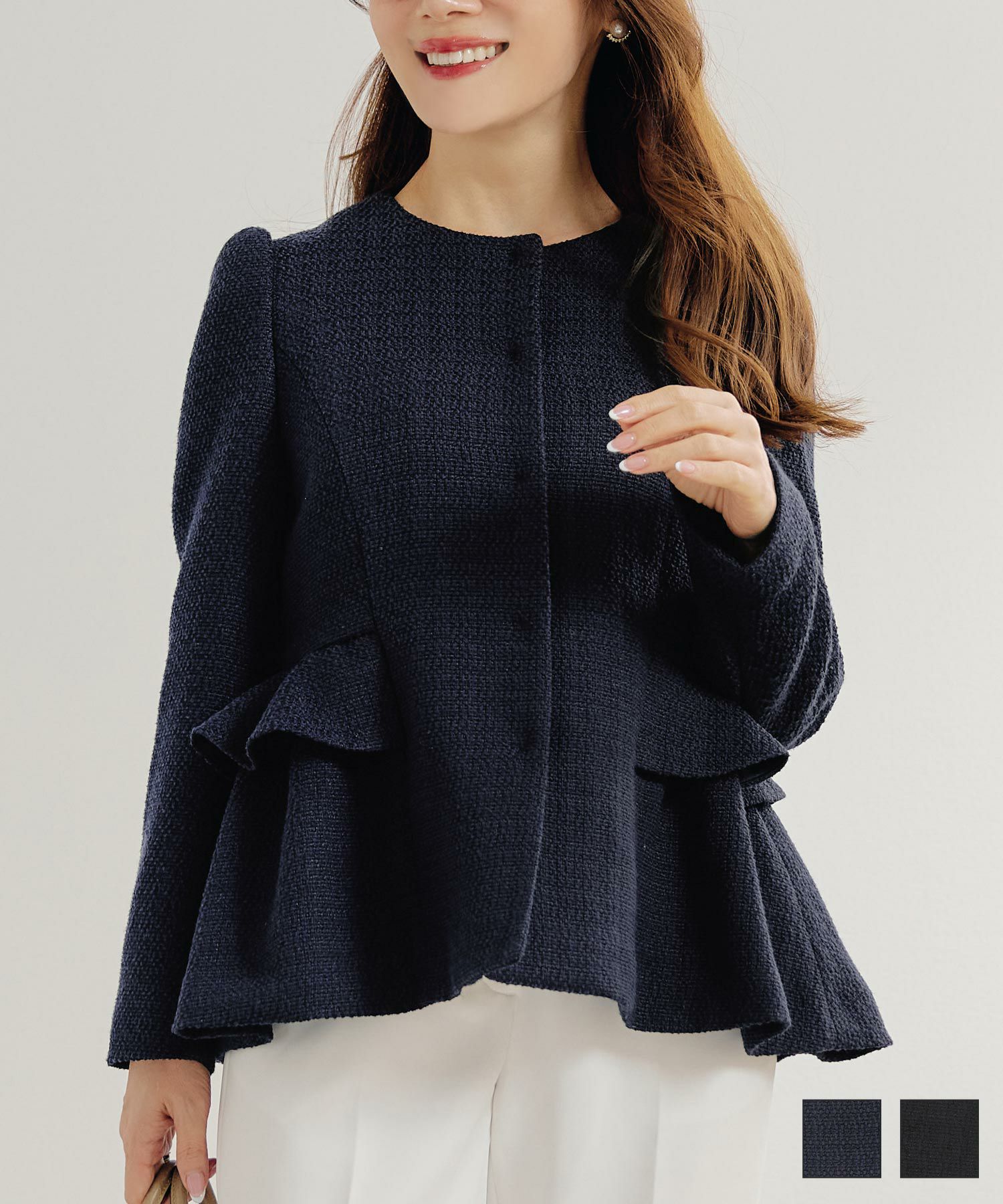 オケージョン ペプラム フリル ジャケット Liala×PG