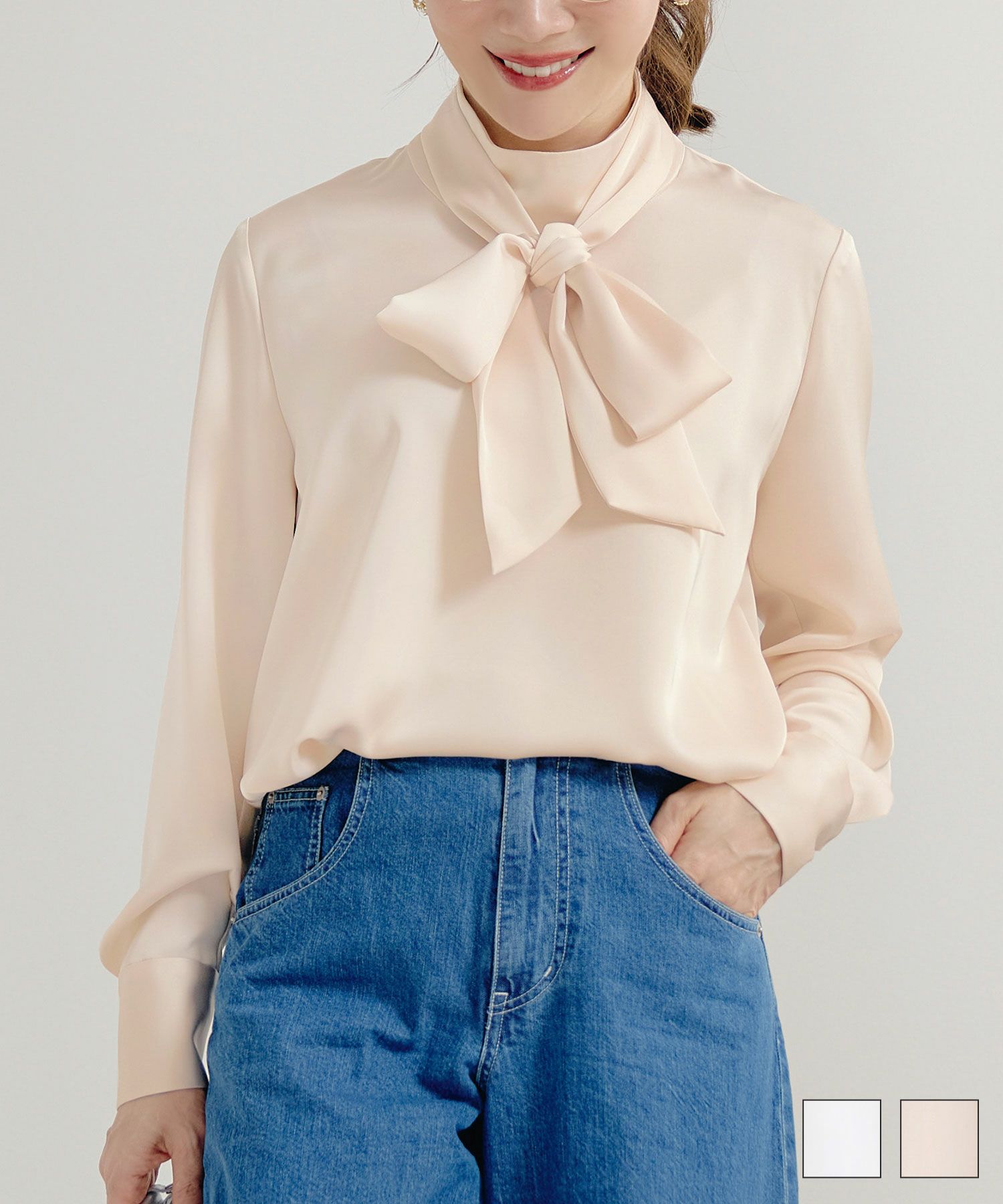 オケージョン ボウタイ サテン ブラウス Liala×PG