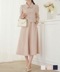 刺繍 襟付き フロントファスナー ワンピース le reve vaniller 全3色｜lvn341-2175【1】