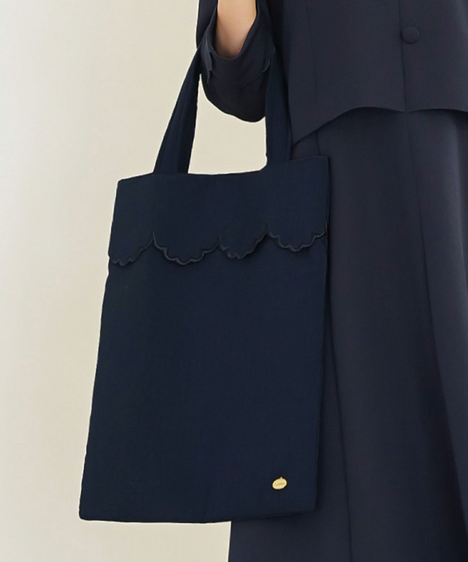 サブバッグ A4 ドット シンプル スカラップ オケージョン きれいめ スリッパ入れ 授業参観 入卒 ジョイントスペース