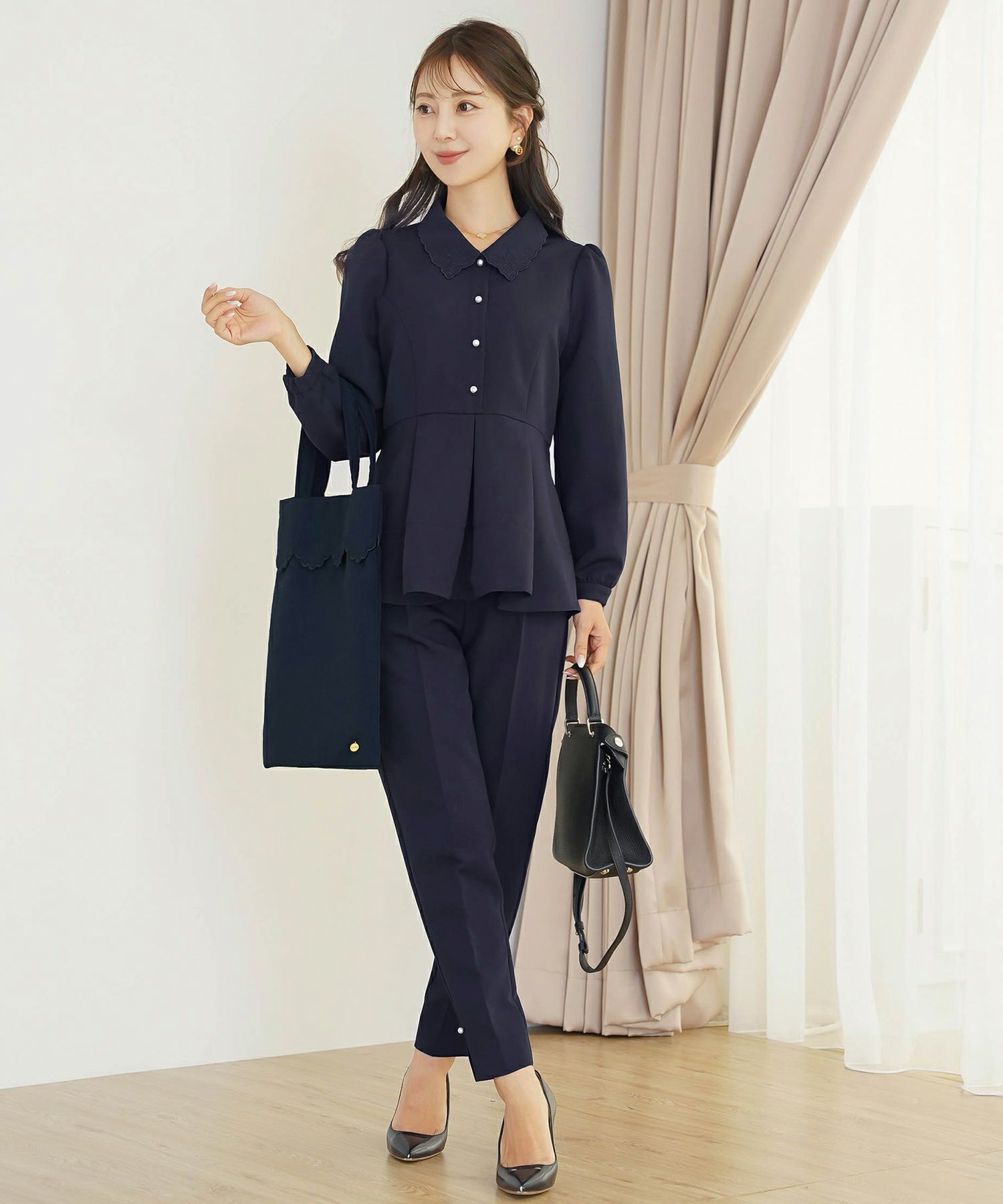 サブバッグ A4 ドット シンプル スカラップ オケージョン きれいめ スリッパ入れ 授業参観 入卒 ジョイントスペース