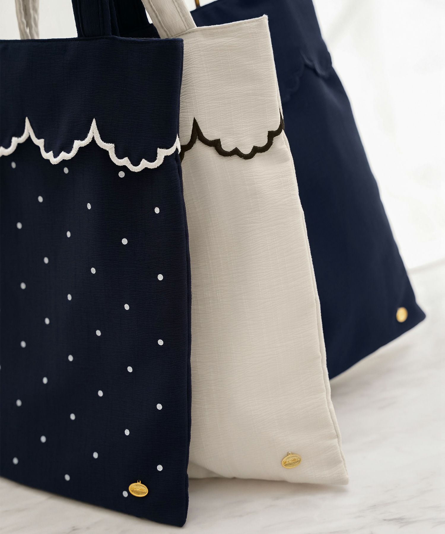 サブバッグ A4 ドット シンプル スカラップ オケージョン きれいめ スリッパ入れ 授業参観 入卒 ジョイントスペース