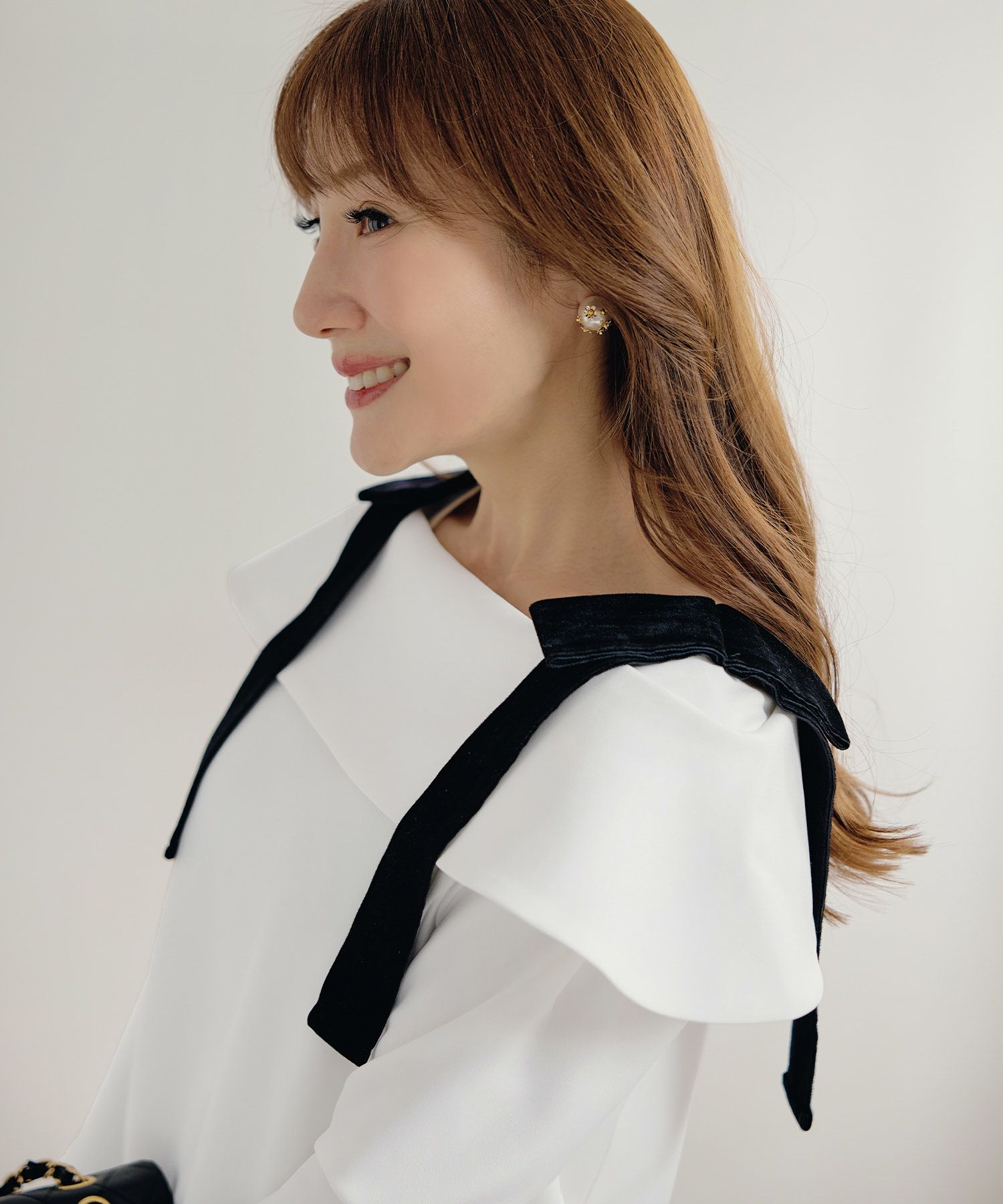 手洗い可 大人可愛い 上品 きれいめ オフィス 大人カジュアル フェミニン 白黒 ジョイントスペース