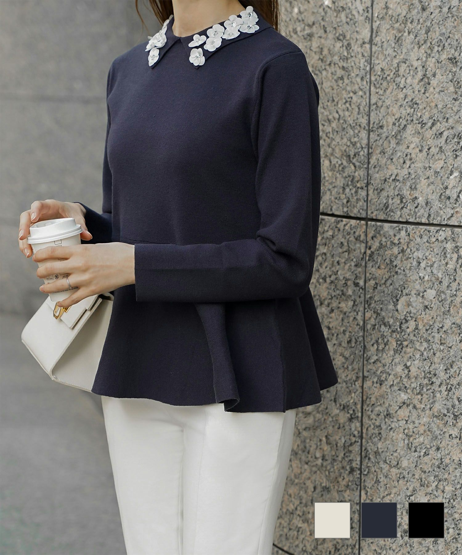 襟付き ボンディング フレア トップス HUIT 全3色｜hit811-0087【9